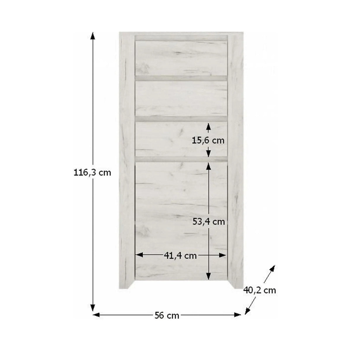 Comoda ANGEL TIP 35, alb, PAL melaminat, 56x40x116 cm