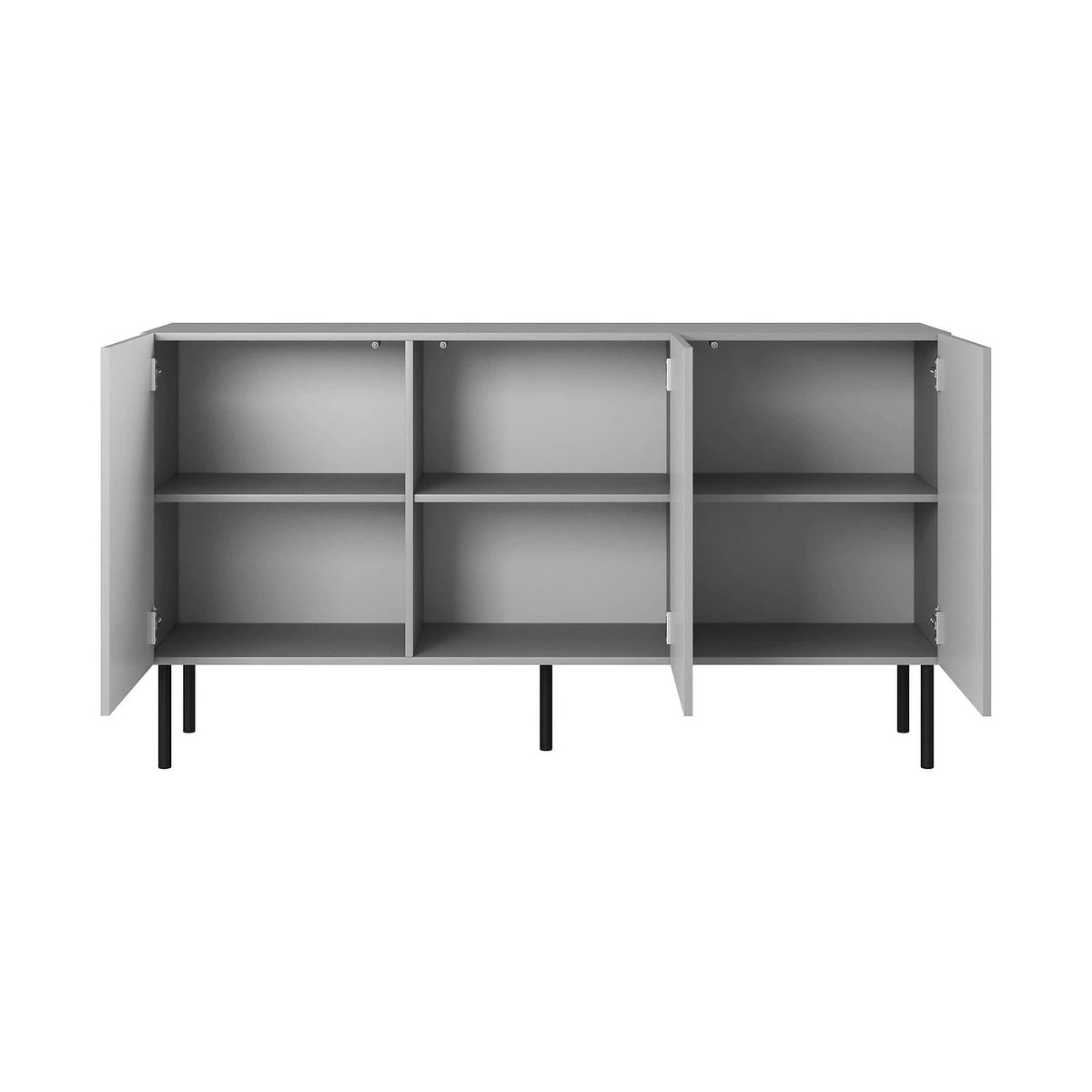 Comoda ASENSIO, gri mat/negru, PAL, 150x42x82 cm