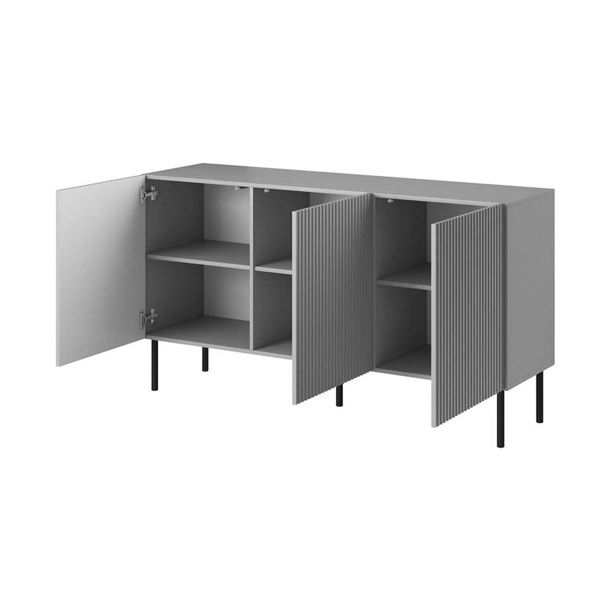 Comoda ASENSIO, gri mat/negru, PAL, 150x42x82 cm
