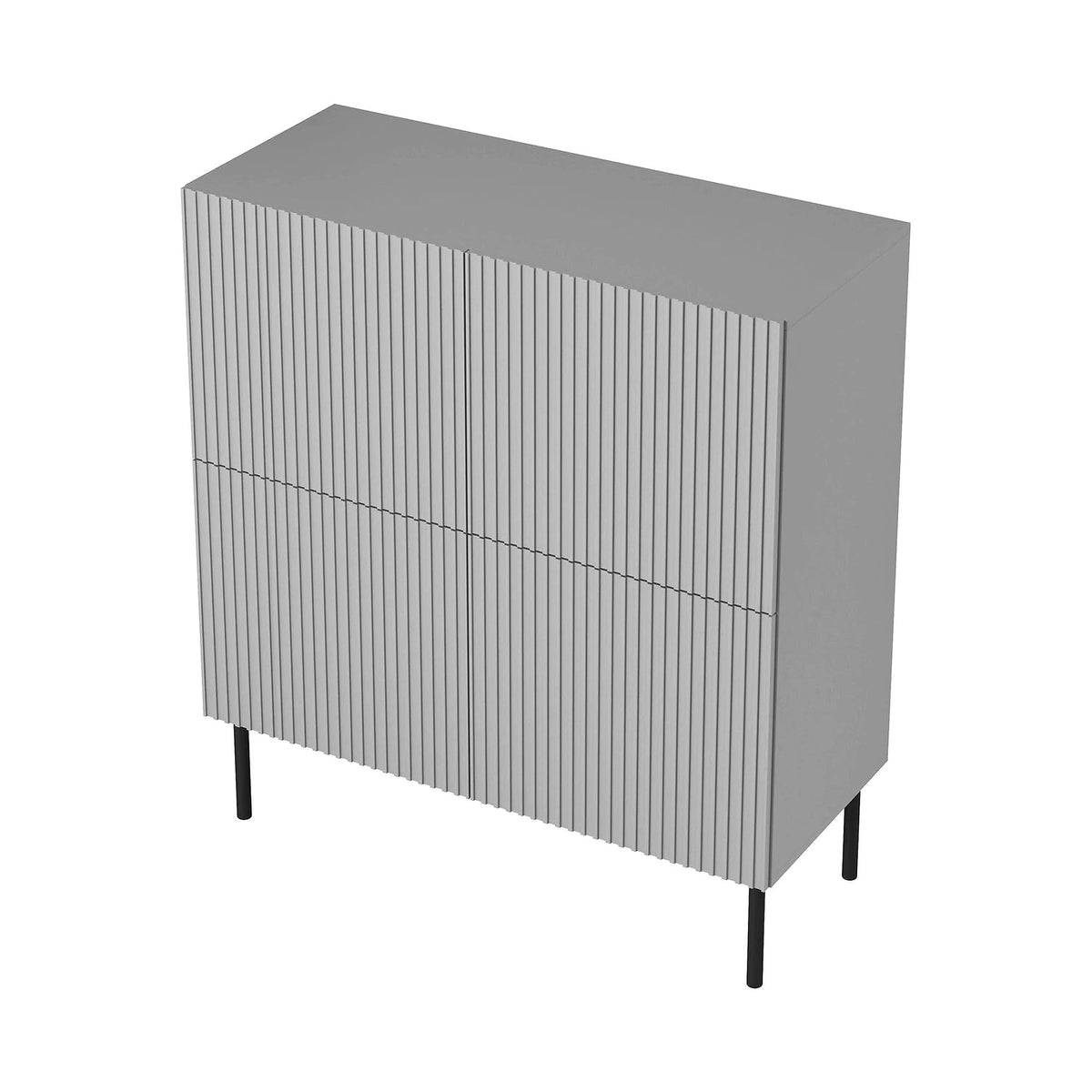 Comoda ASENSIO, gri mat/negru, PAL laminat, 100x42x110 cm