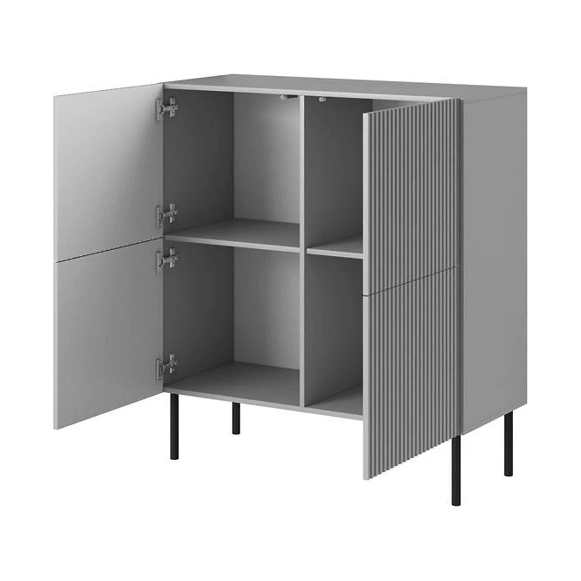 Comoda ASENSIO, gri mat/negru, PAL laminat, 100x42x110 cm