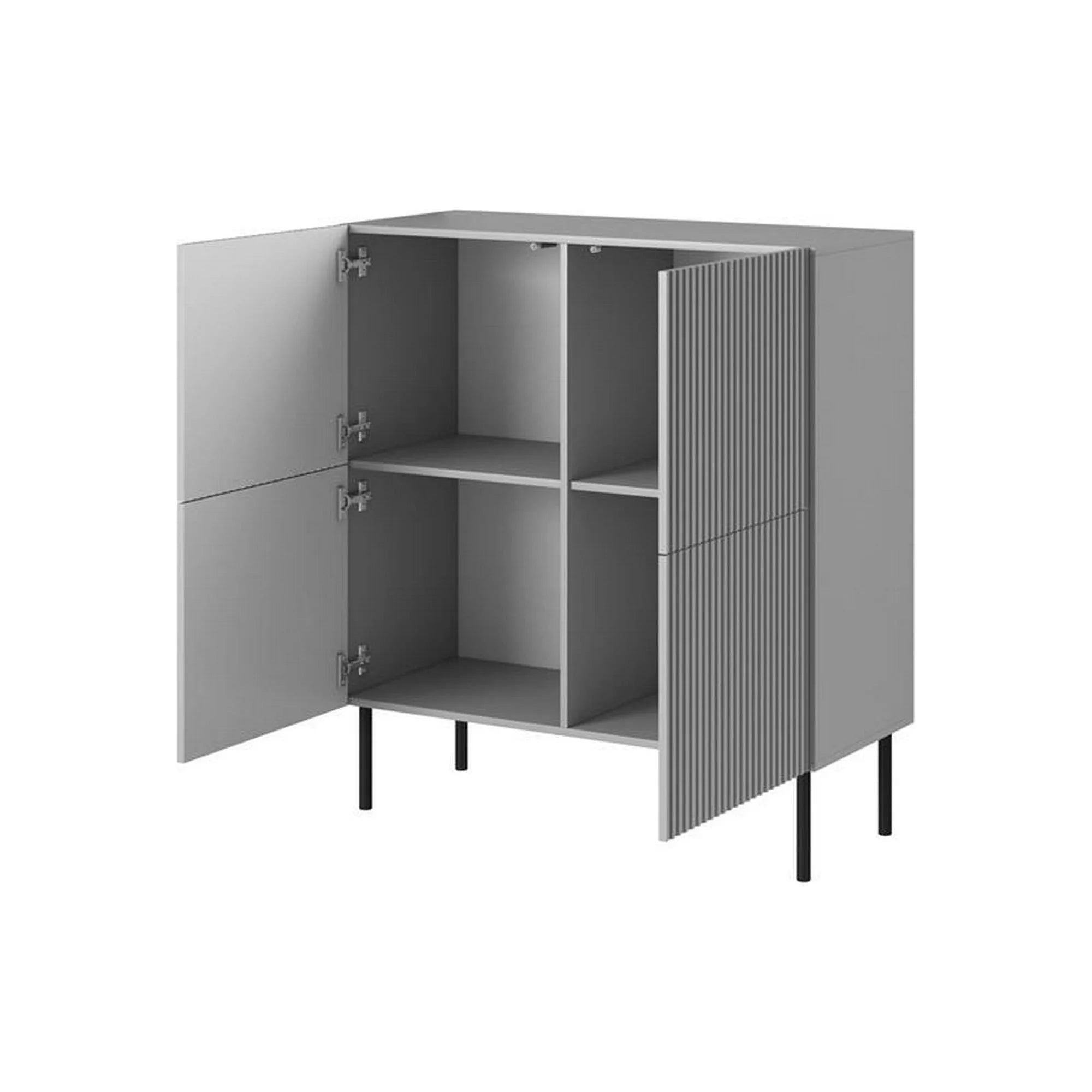 Comoda ASENSIO, gri mat/negru, PAL laminat, 100x42x110 cm