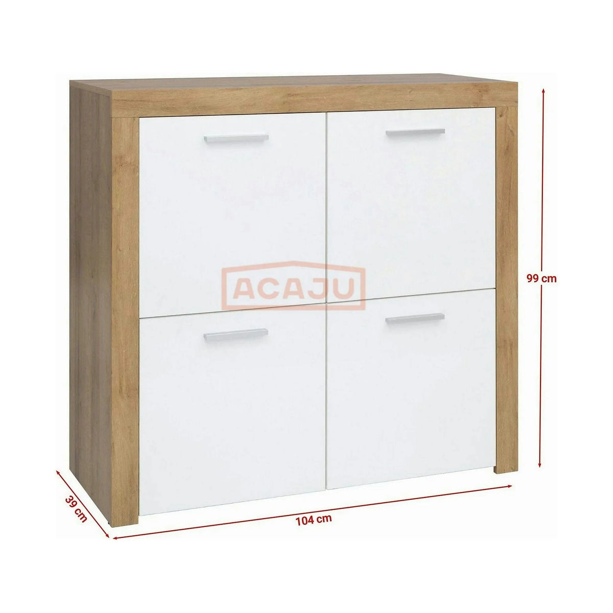 Comoda BALDER KOM4D, alb/stejar, PAL, 104x39x99 cm