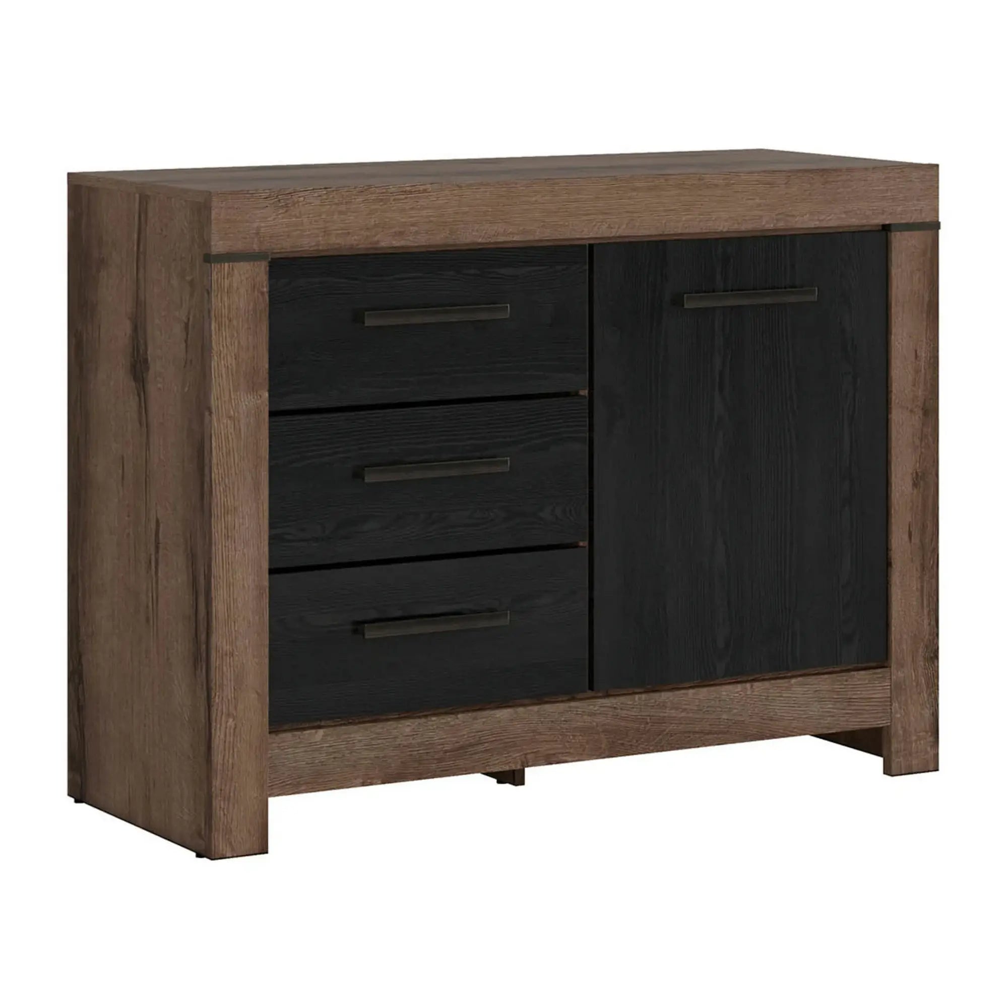 Comoda BALIN, stejar/negru, PAL, 112x45x85 cm