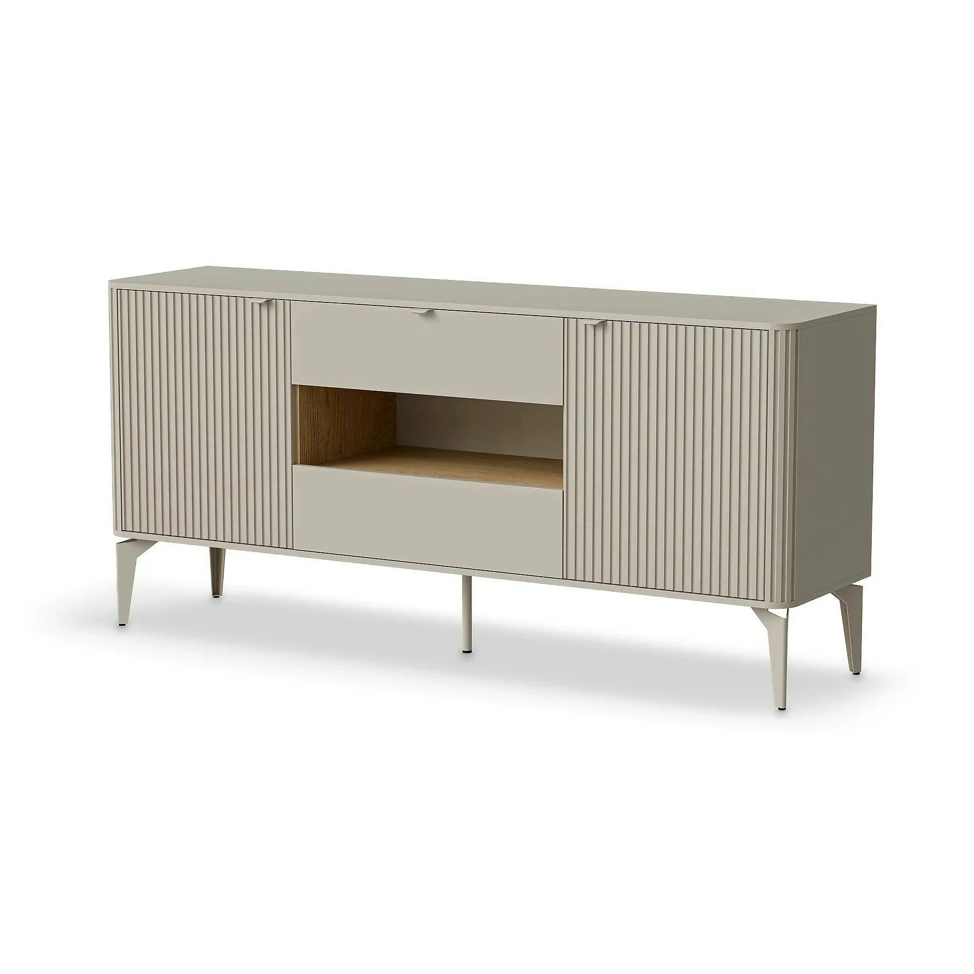 Comoda BELUCI, casmir/stejar, PAL laminat/metal, 160x40x76 cm