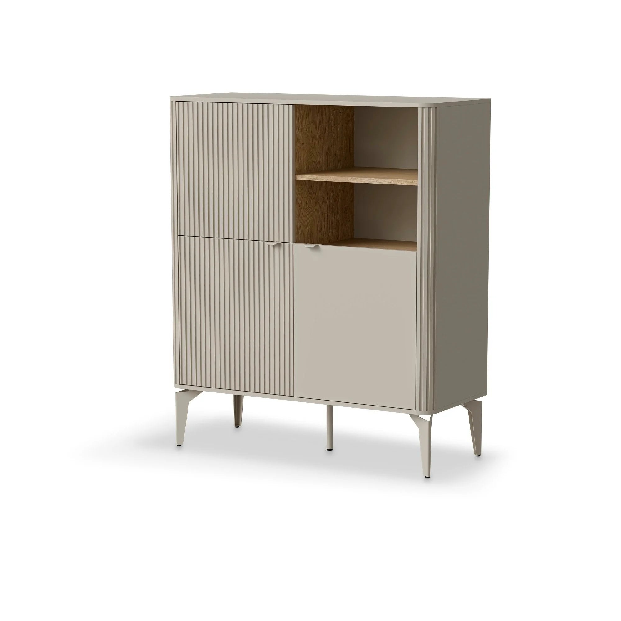 Comoda BELUCI, casmir/stejar, PAL laminat/metal, 97x40x116 cm