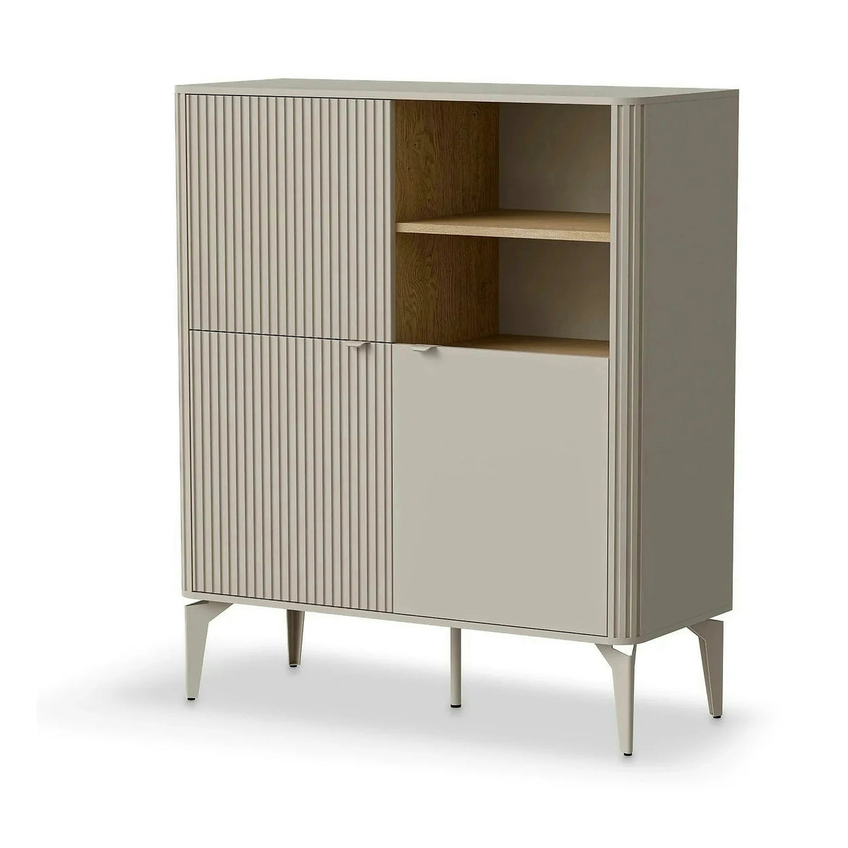 Comoda BELUCI, casmir/stejar, PAL laminat/metal, 97x40x116 cm