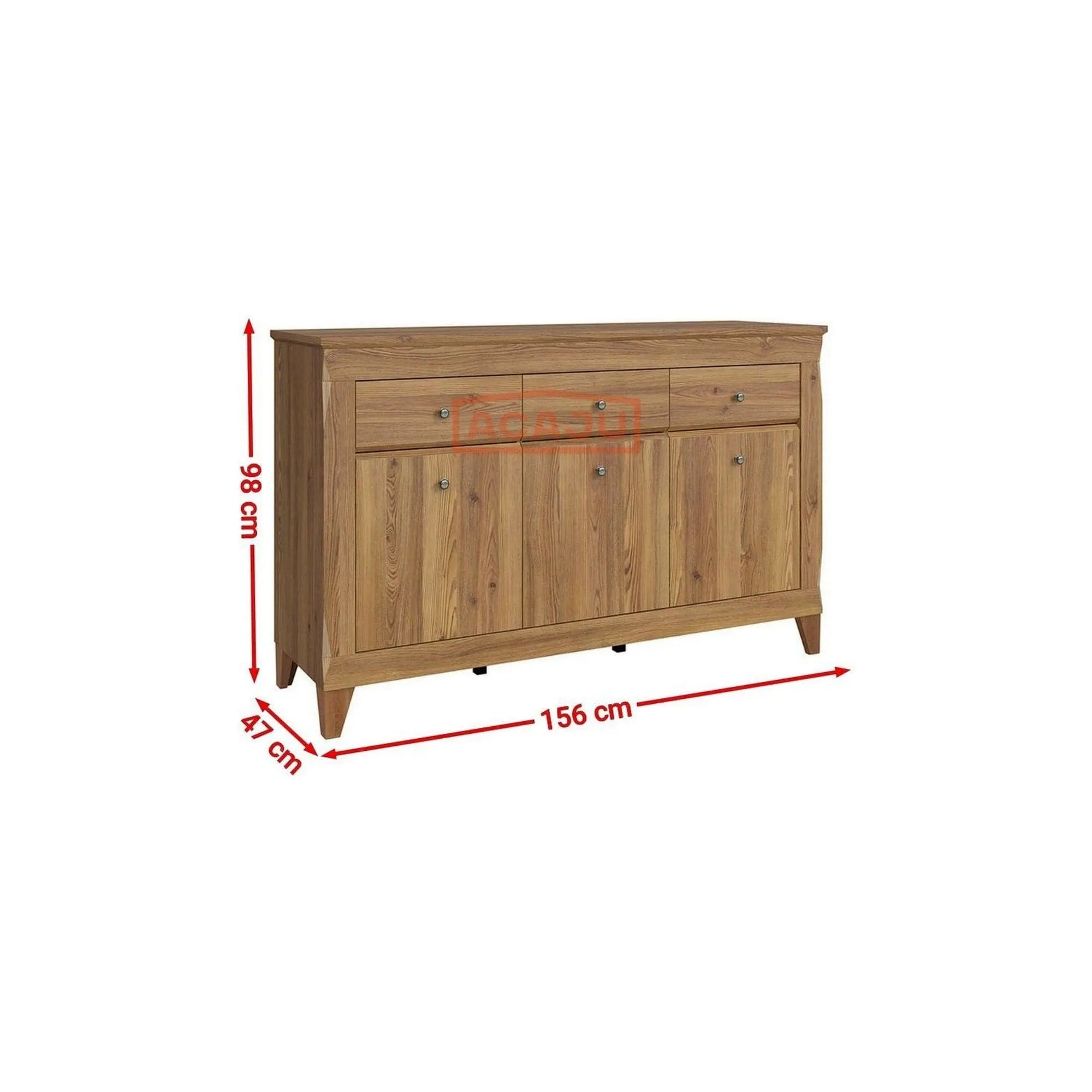 Comoda BERGEN KOM3D3S, stejar auriu, PAL, 156x47x98 cm