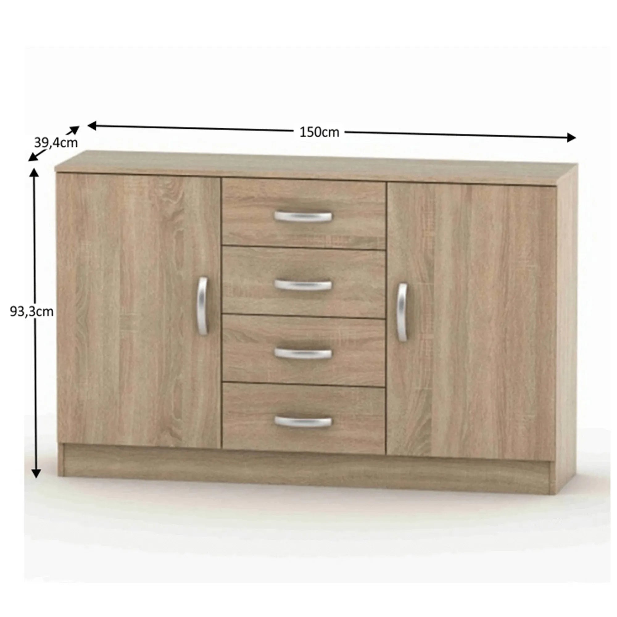 Comoda BETTY 2 BE02-019-01, stejar sonoma, DTD laminat, 150x39x94 cm