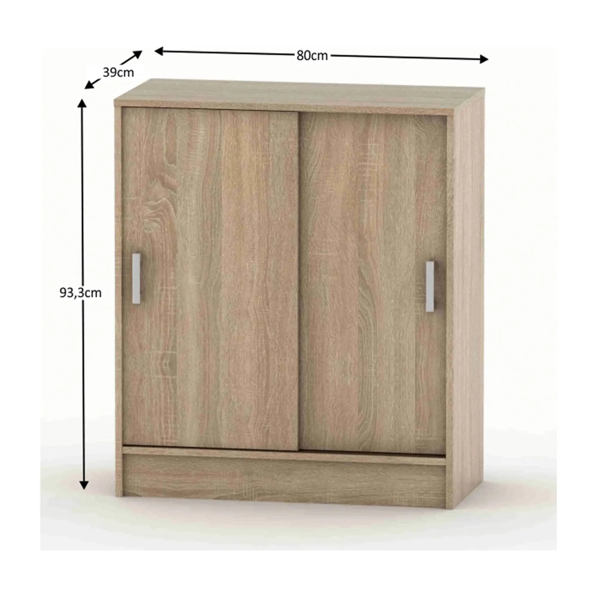 Comoda BETTY 4, stejar sonoma, PAL laminat, cu usi glisante, 80x39x93 cm