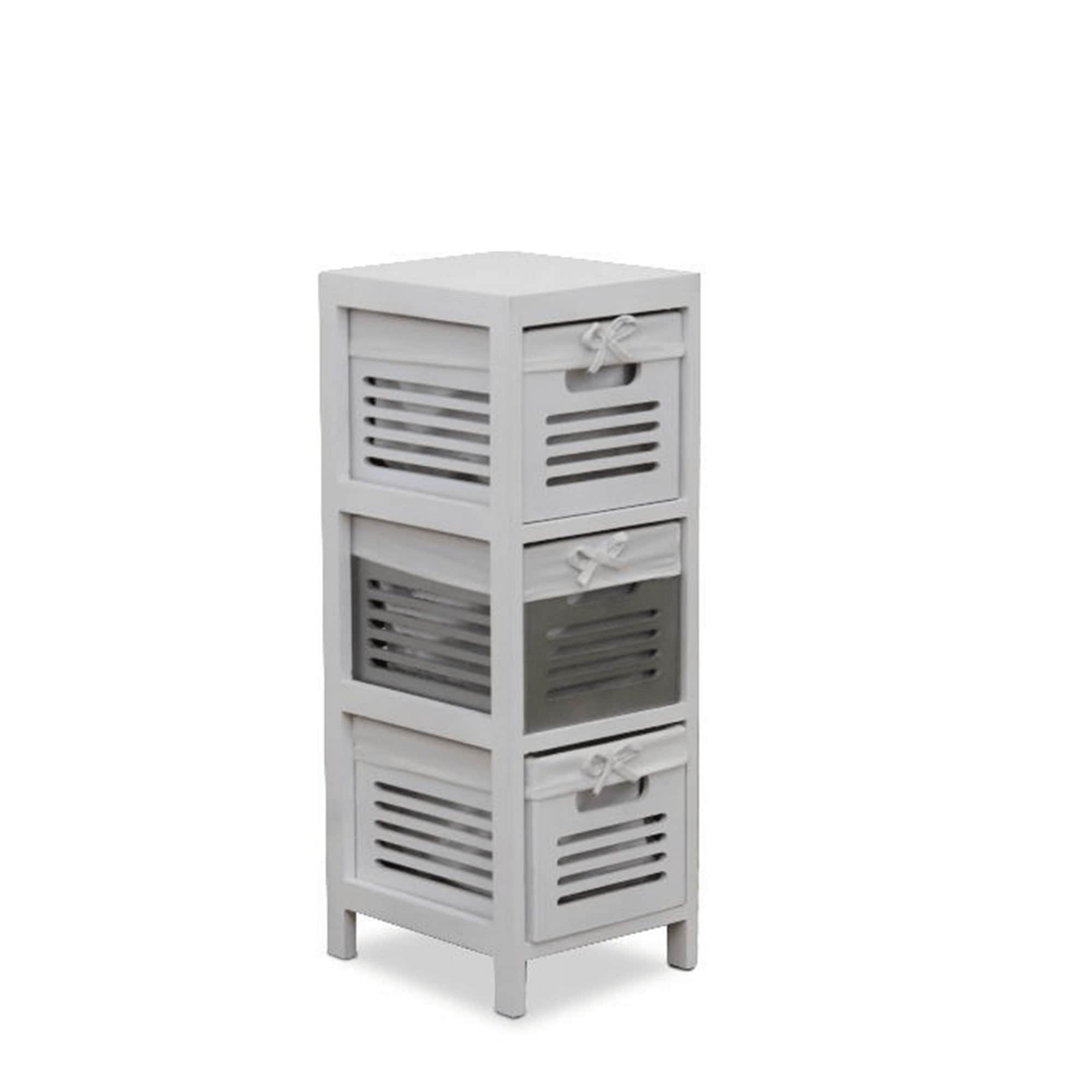 Comoda BIBI 3, alb/gri, lemn, 25x29x70 cm