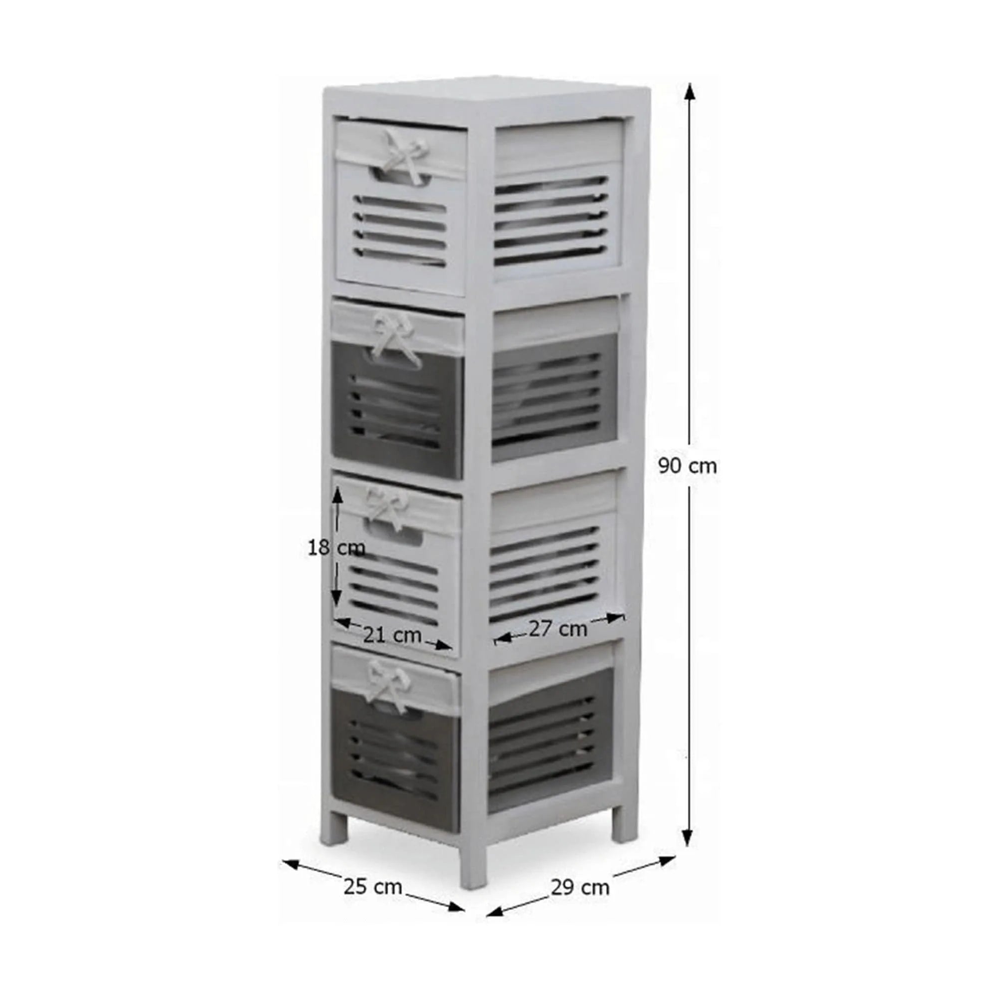 Comoda BIBI 4, alb/gri, lemn, 25x29x90 cm