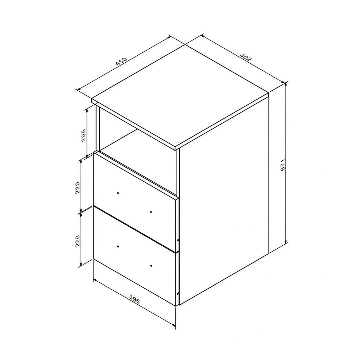 Comoda birou OFFICE NEW, gri antracit/stejar sonoma, PAL, 41x45x73 cm