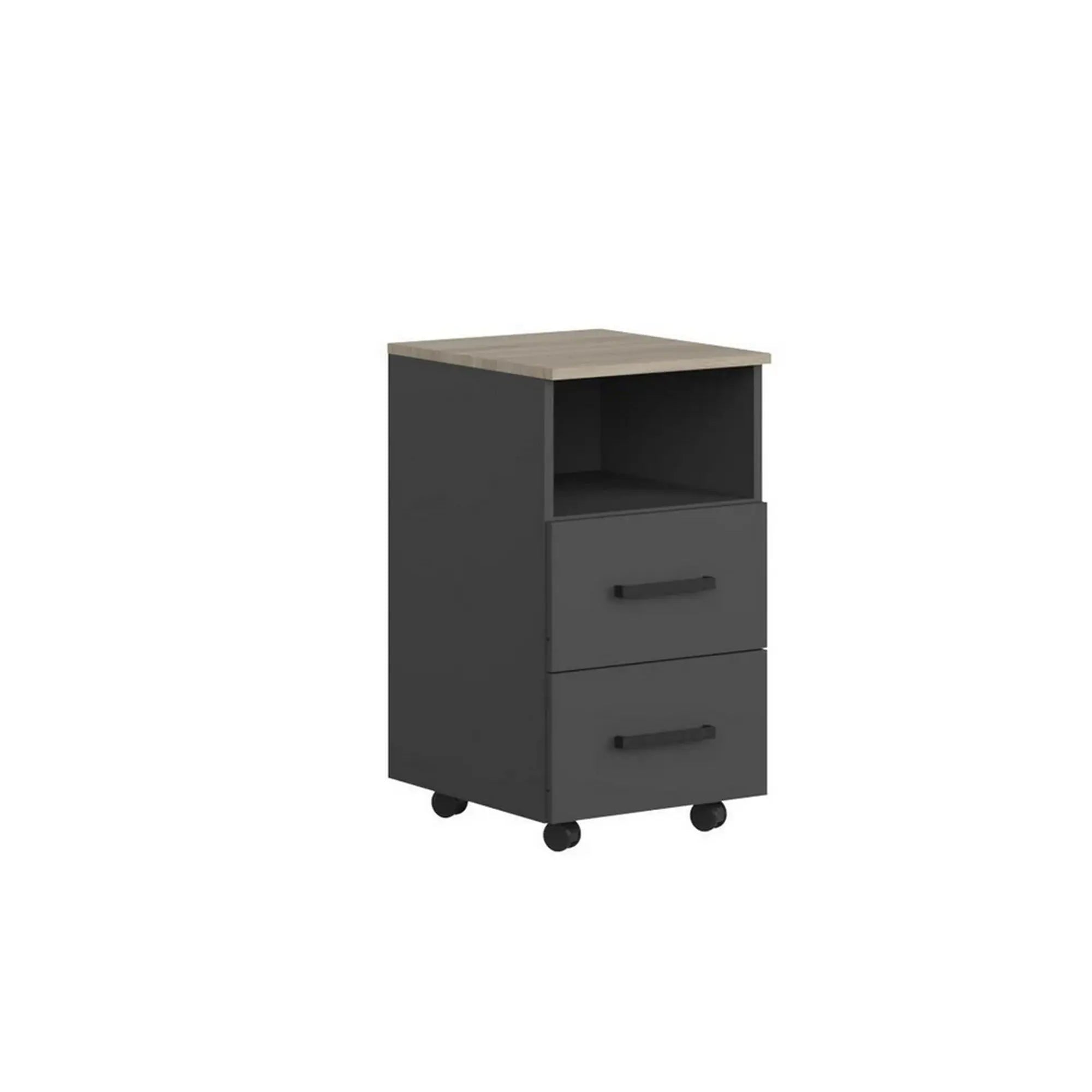 Comoda birou OFFICE NEW, gri antracit/stejar sonoma, PAL, 41x45x73 cm