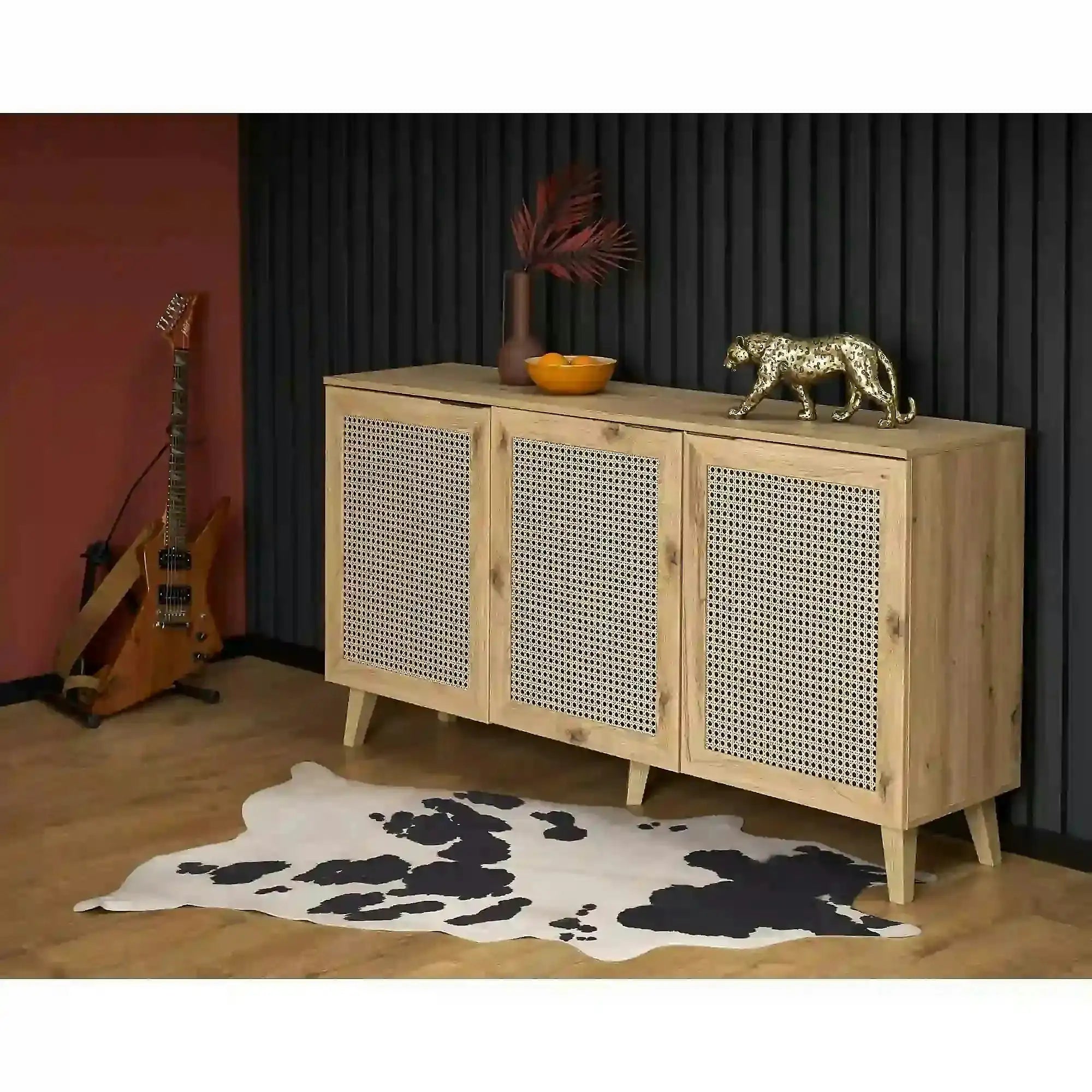 Comoda BORNEO, stejar artisan, PAL laminat, 160x40x85 cm
