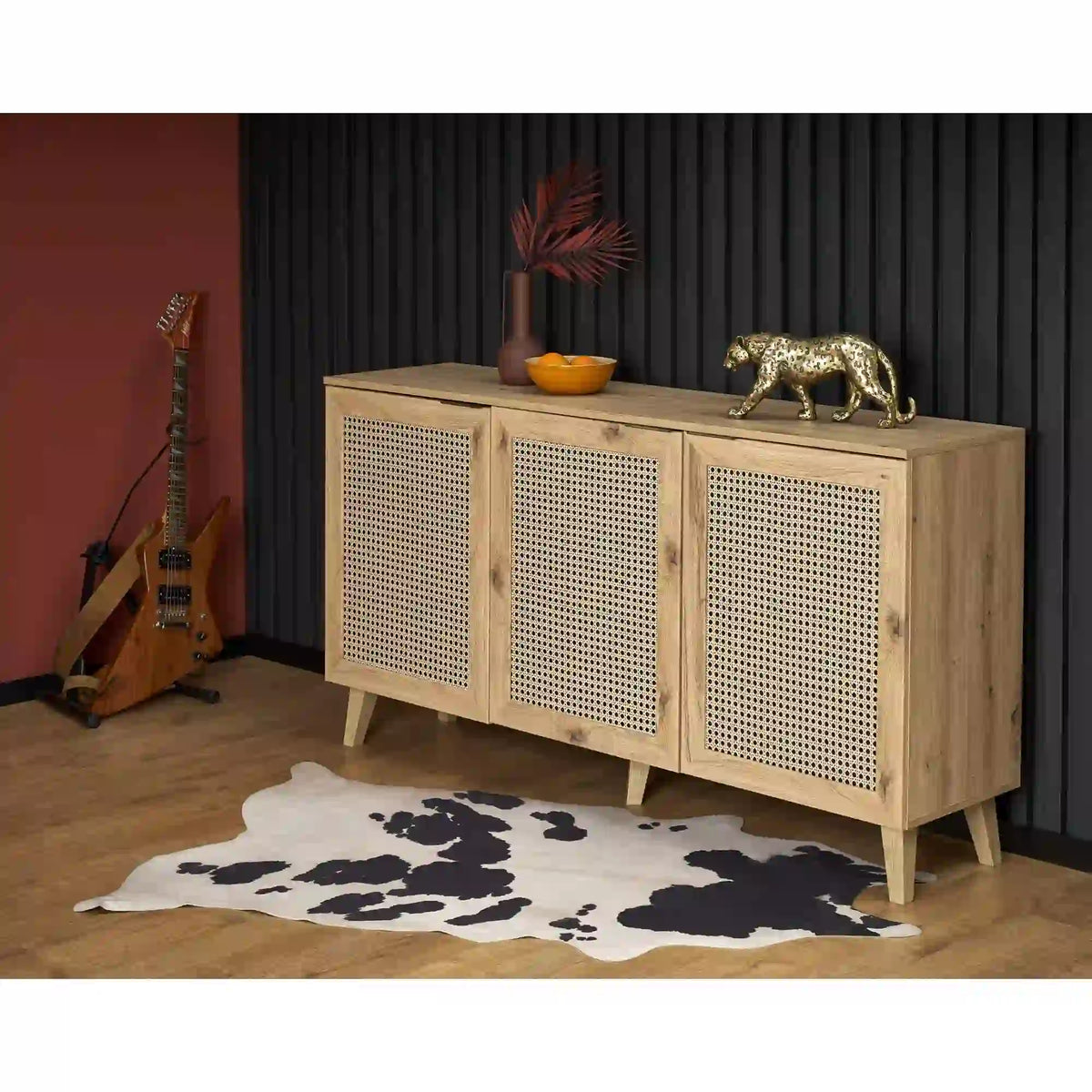 Comoda BORNEO, stejar artisan, PAL laminat, 160x40x85 cm