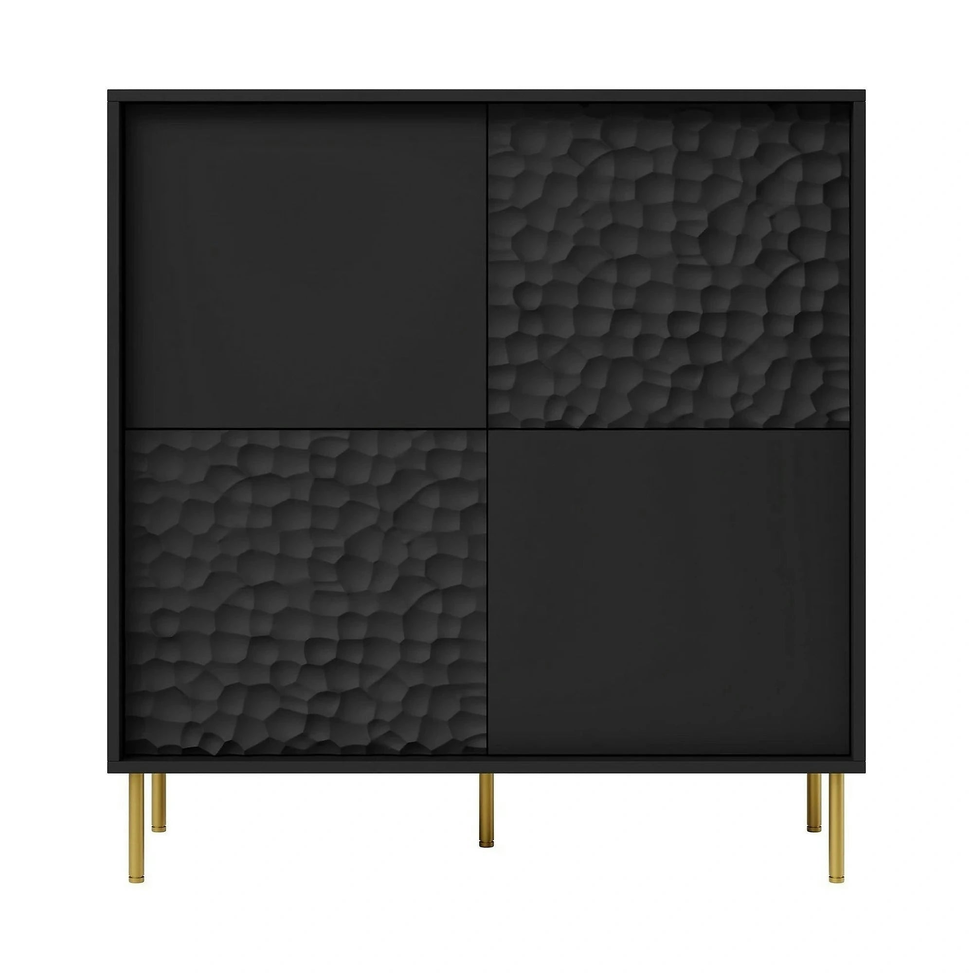 Comoda BULLET, negru/auriu, PAL laminat, 100x41x105 cm
