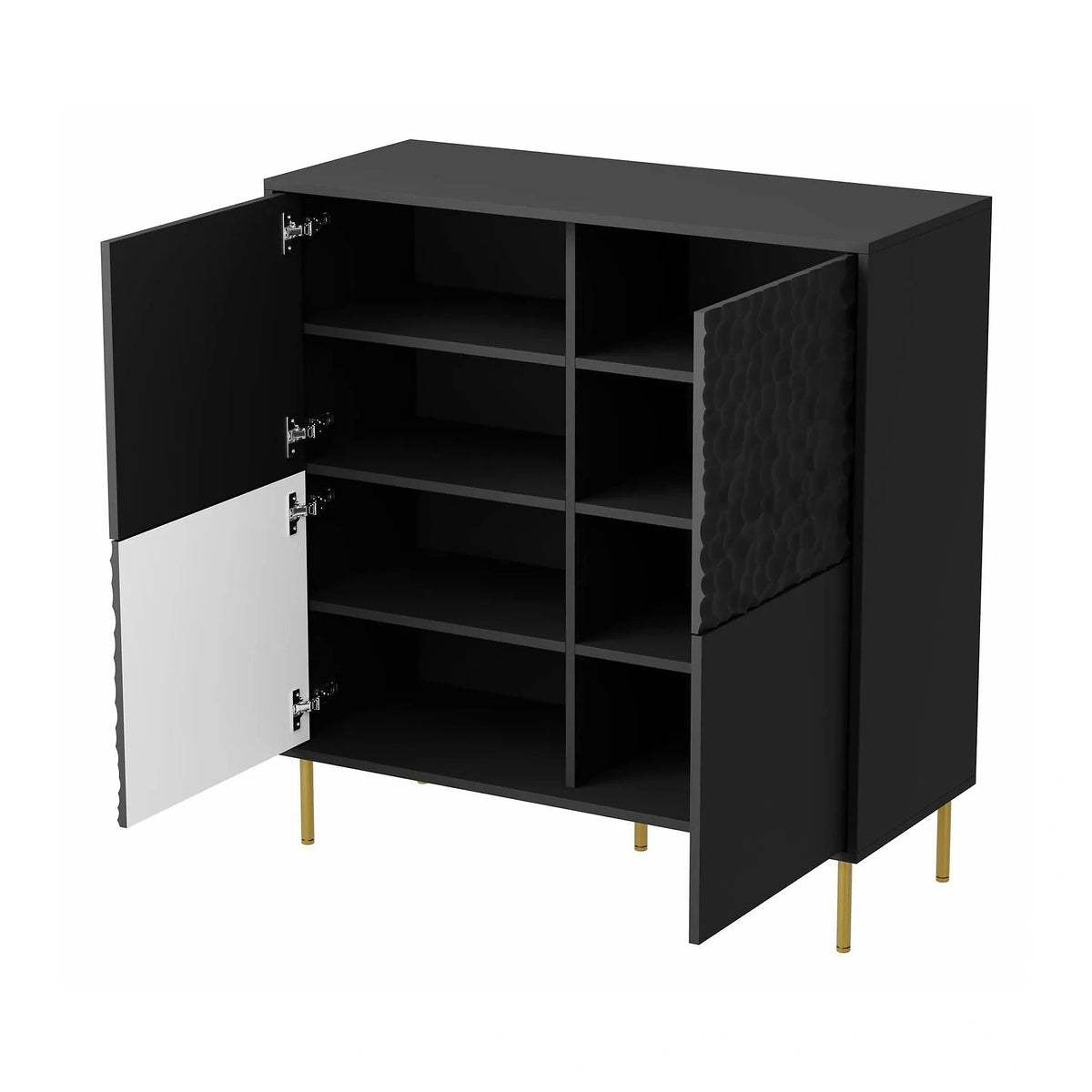 Comoda BULLET, negru/auriu, PAL laminat, 100x41x105 cm
