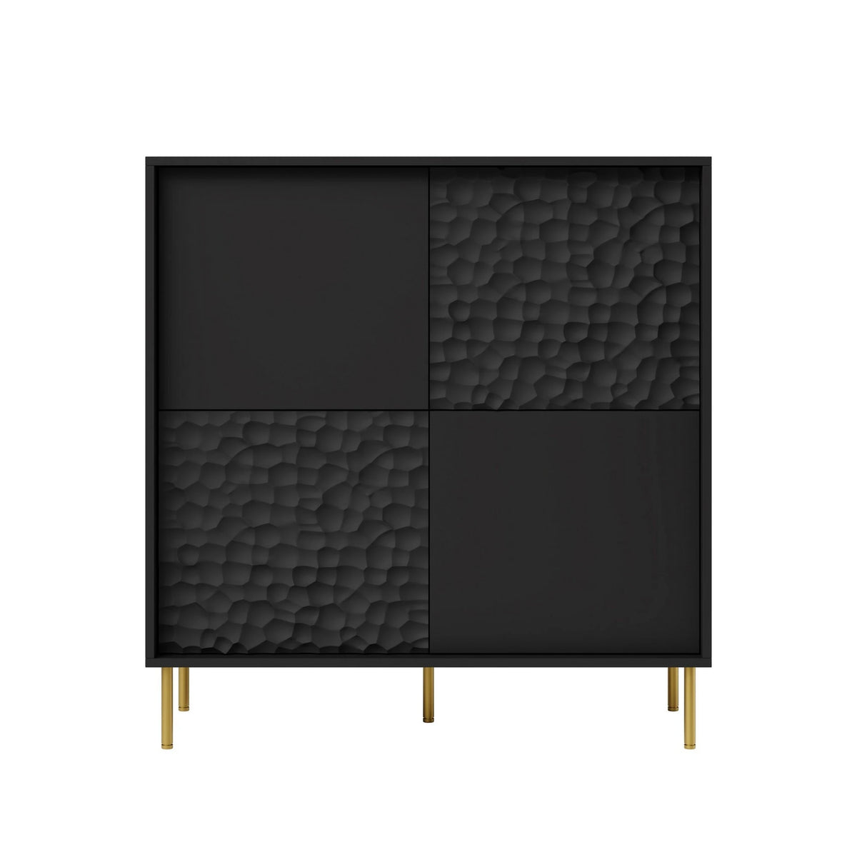 Comoda BULLET, negru/auriu, PAL laminat, 100x41x105 cm