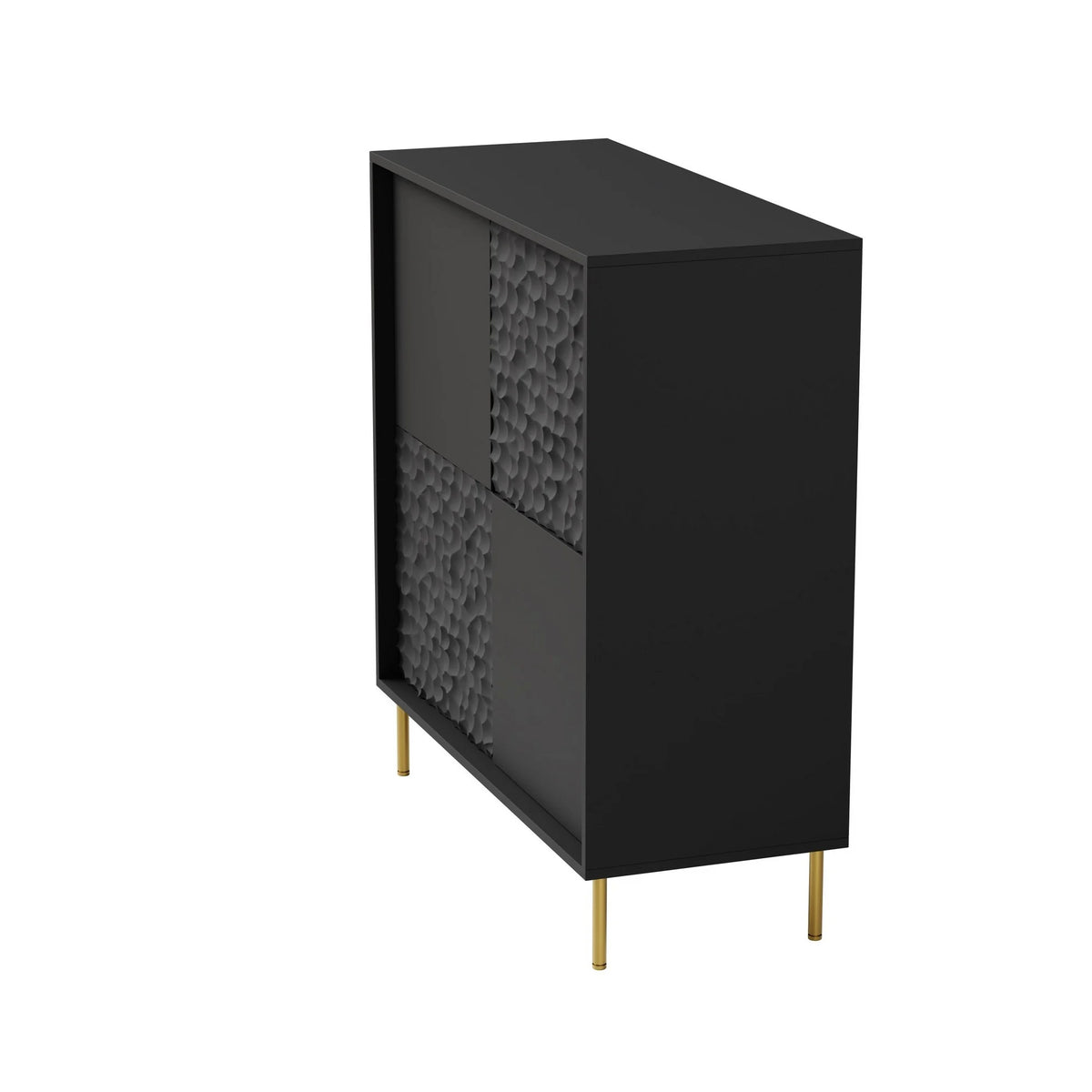 Comoda BULLET, negru/auriu, PAL laminat, 100x41x105 cm