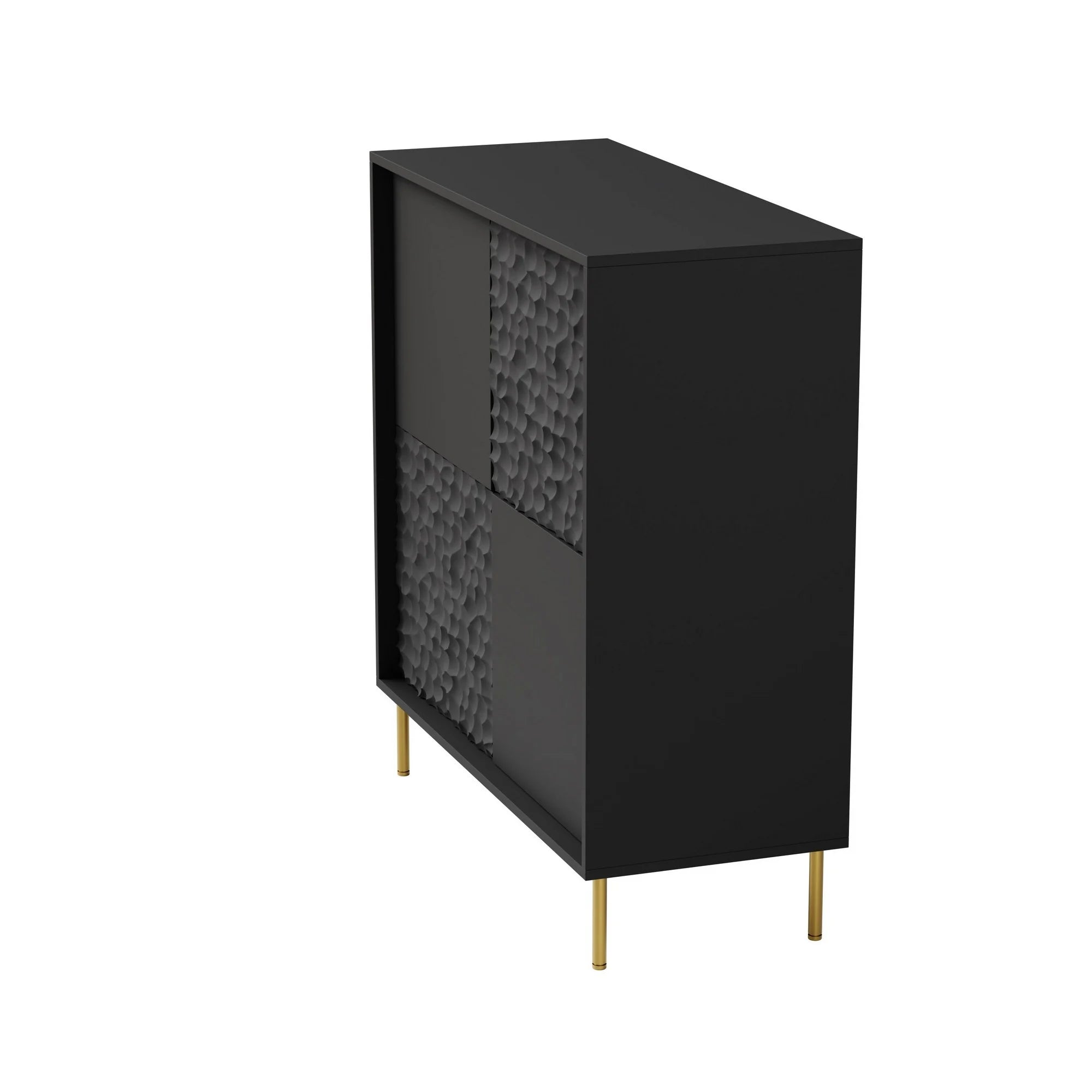 Comoda BULLET, negru/auriu, PAL laminat, 100x41x105 cm
