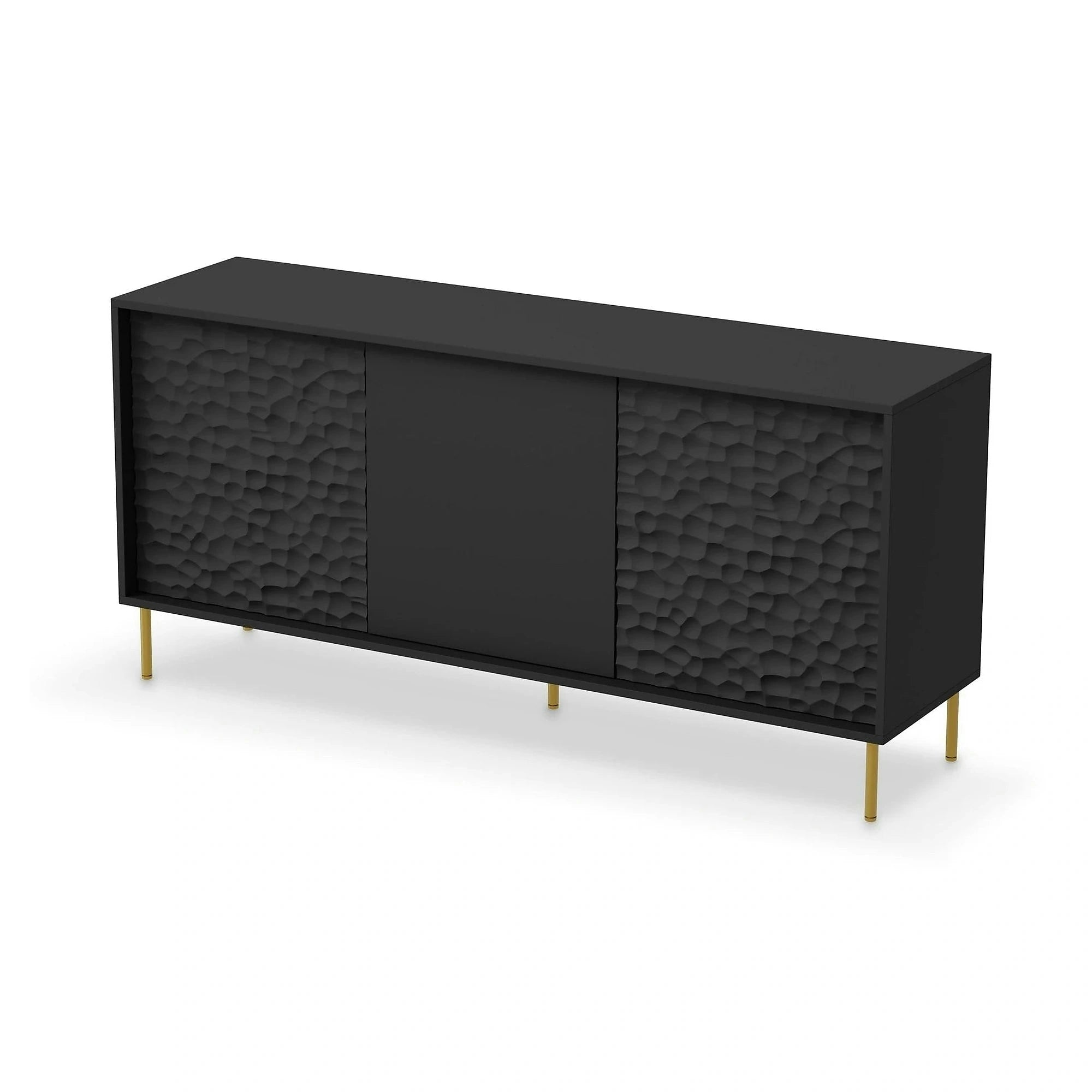 Comoda BULLET, negru/auriu, PAL laminat, 155x41x73 cm
