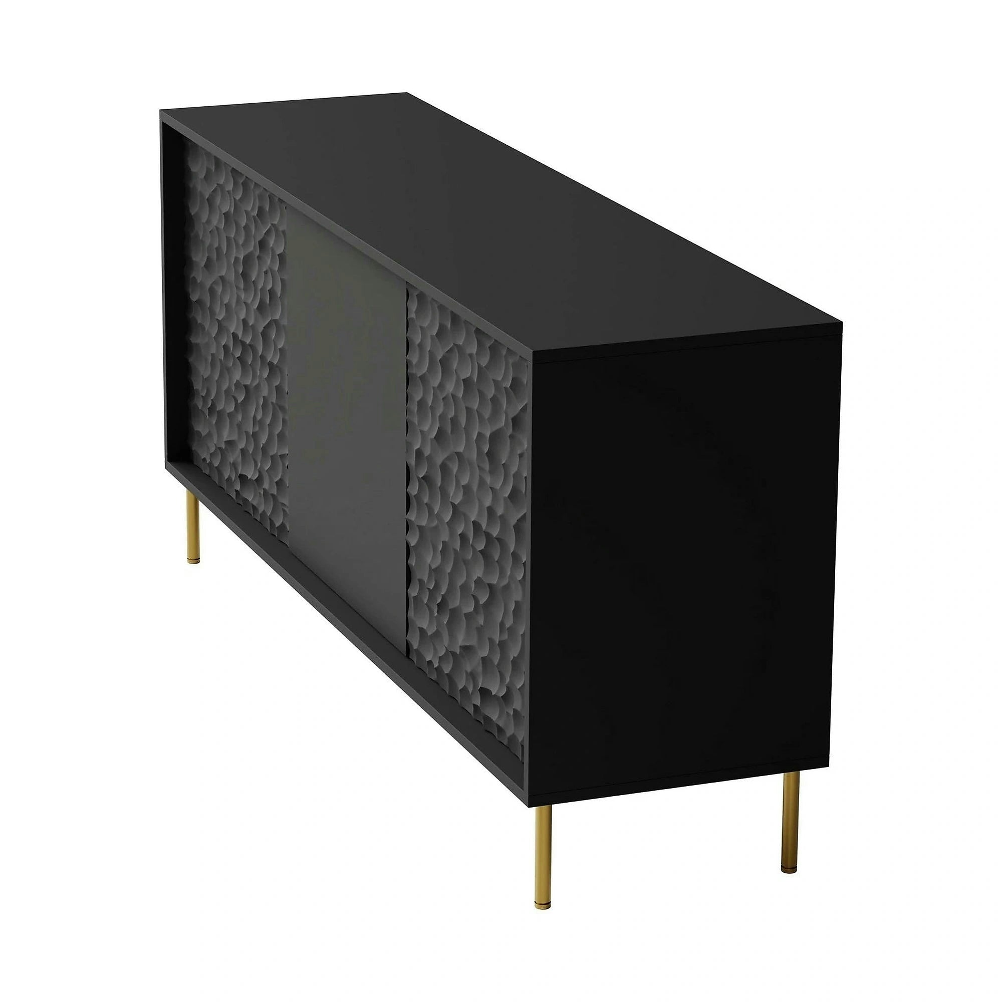 Comoda BULLET, negru/auriu, PAL laminat, 155x41x73 cm