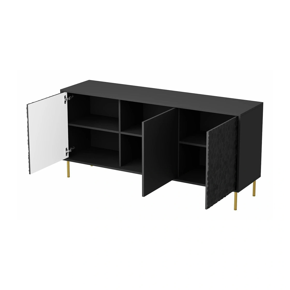 Comoda BULLET, negru/auriu, PAL laminat, 155x41x73 cm