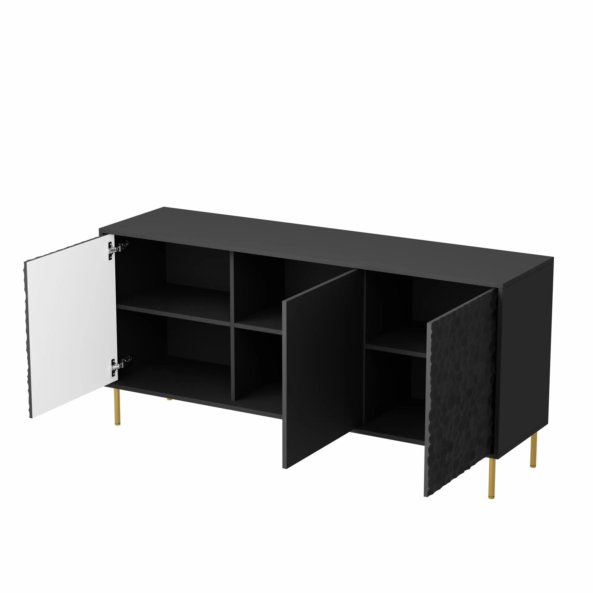 Comoda BULLET, negru/auriu, PAL laminat, 155x41x73 cm