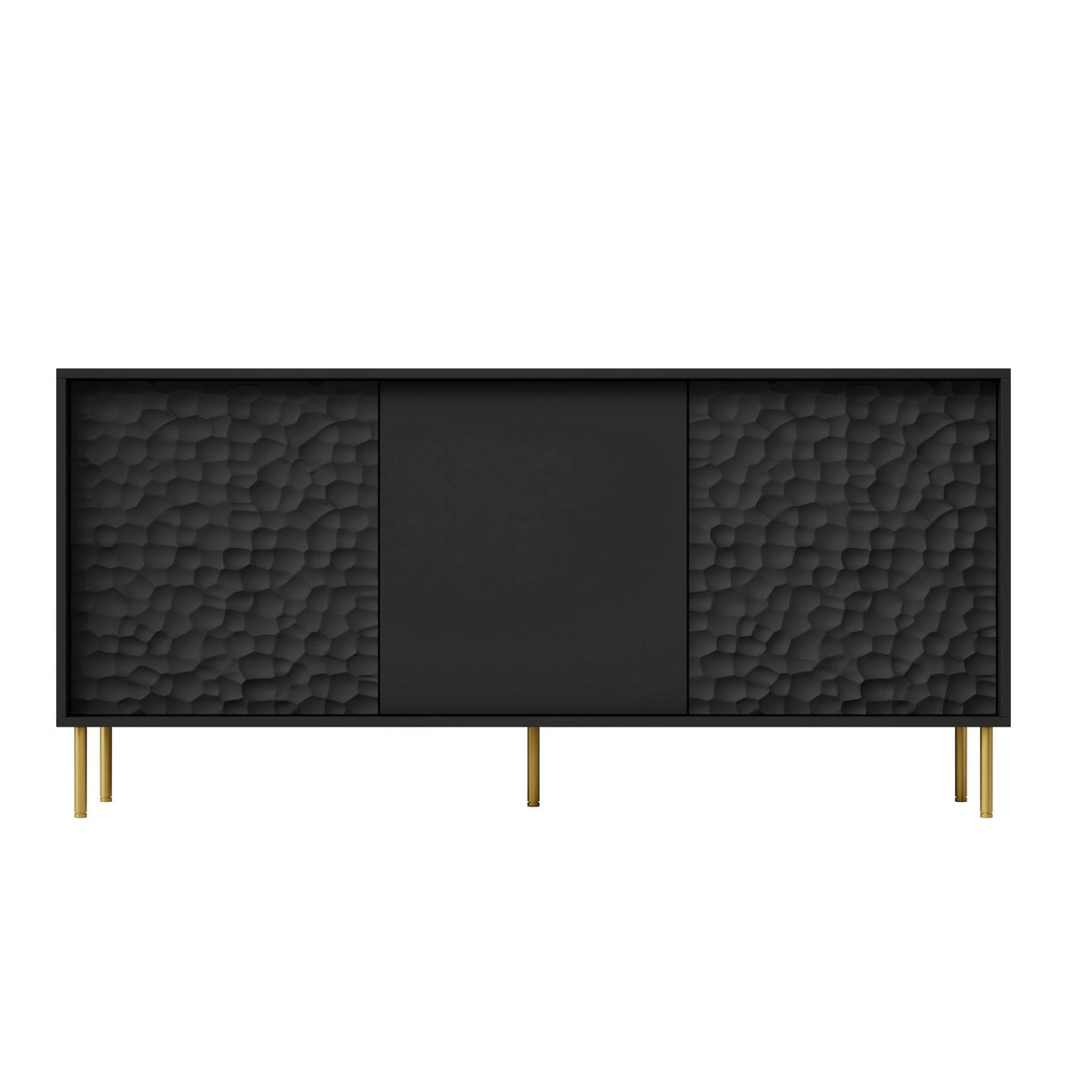 Comoda BULLET, negru/auriu, PAL laminat, 155x41x73 cm