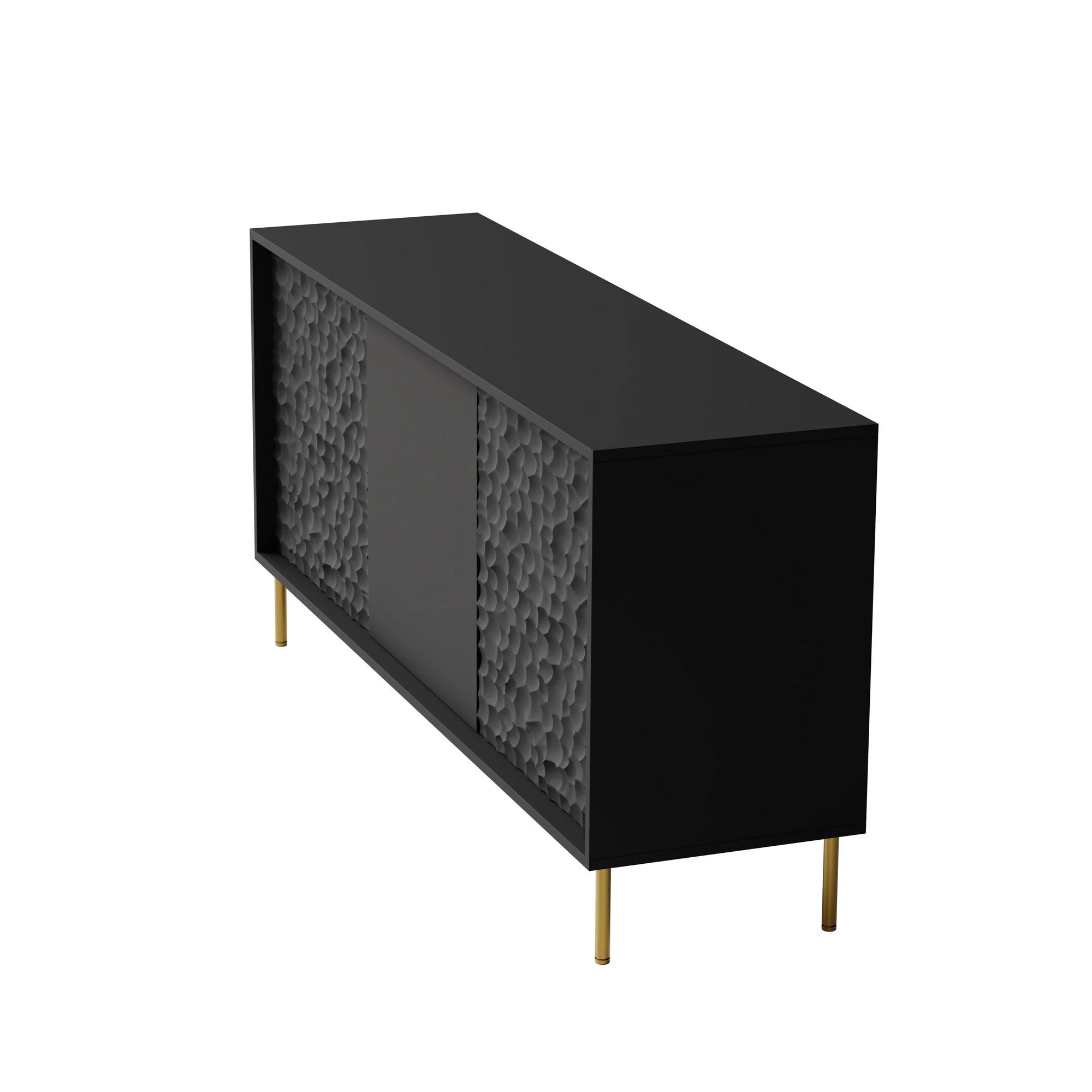 Comoda BULLET, negru/auriu, PAL laminat, 155x41x73 cm