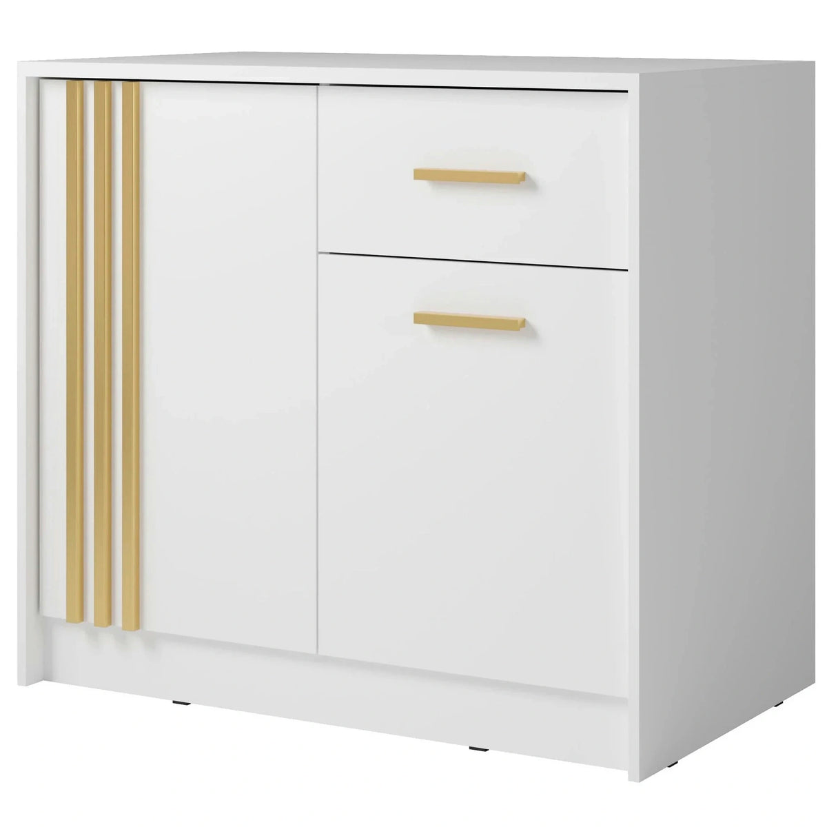 Comoda CANADA CY25, alb/auriu, PAL laminat, 102x42x94 cm