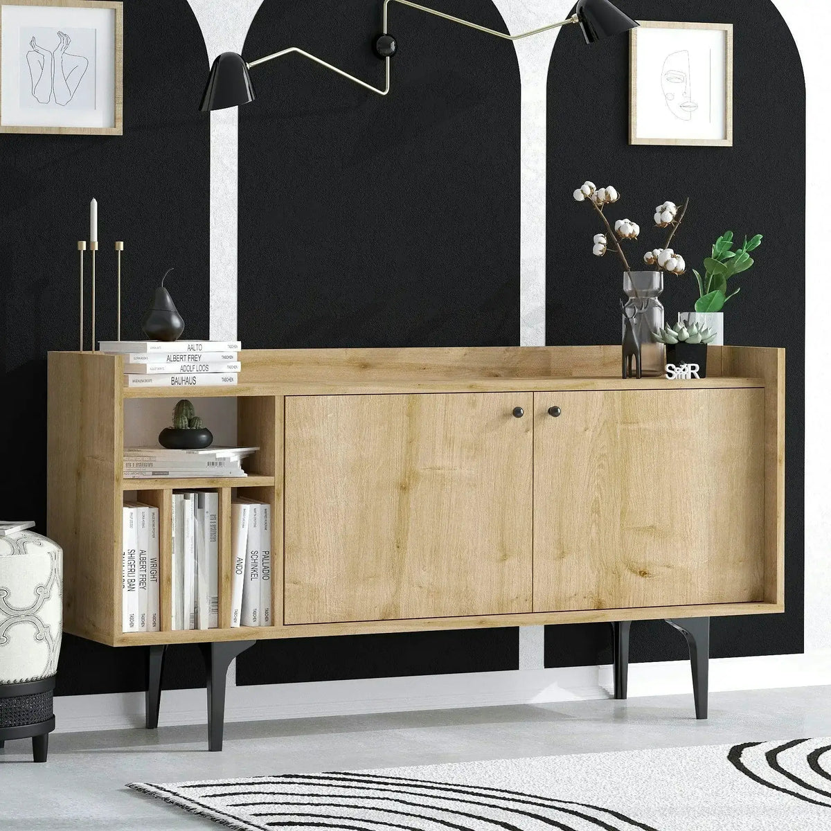 Comoda CANOPUS, stejar safir, PAL melaminat, 150x40x80 cm