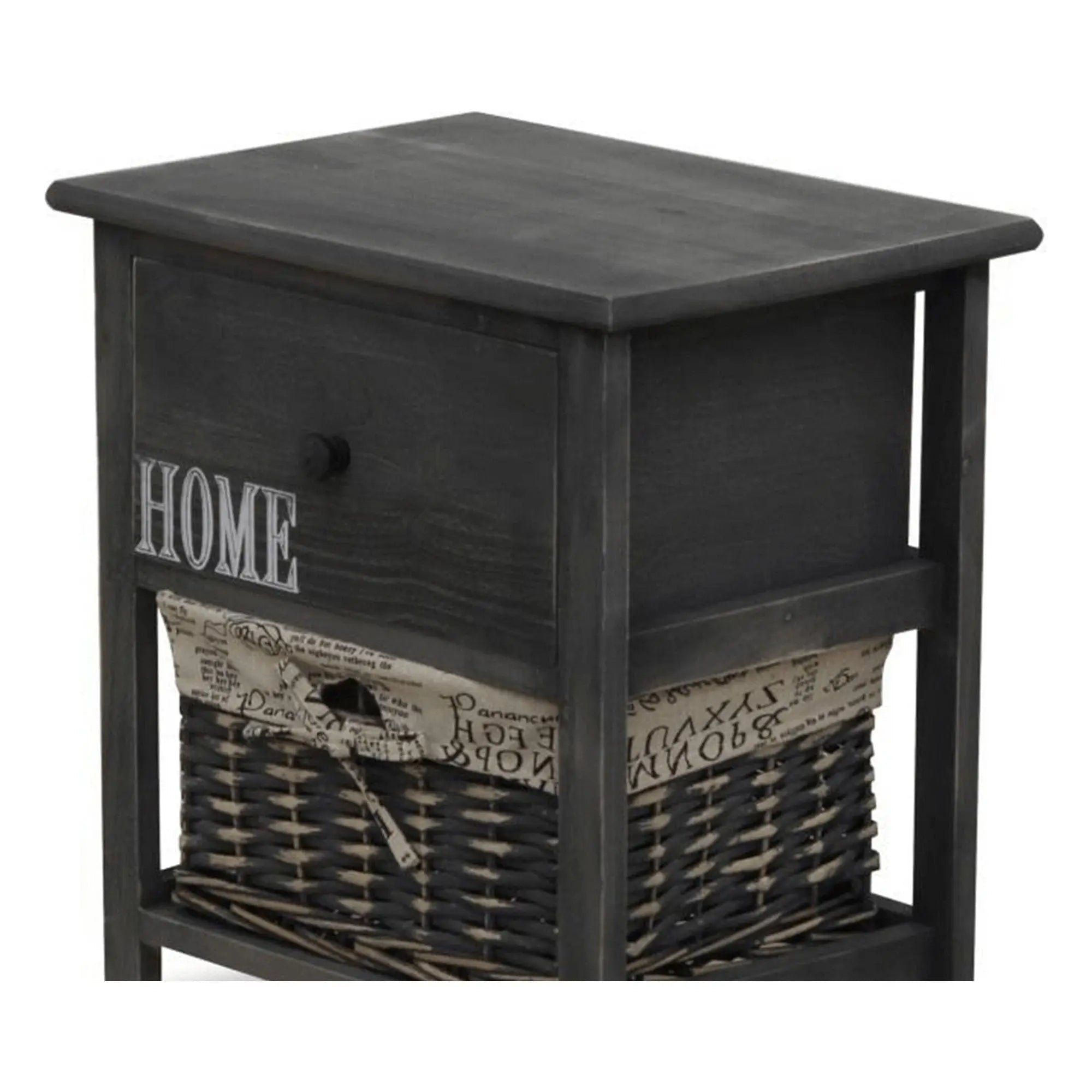 Comoda DARKIE 3, lemn/rachita, gri, 40x29x88 cm