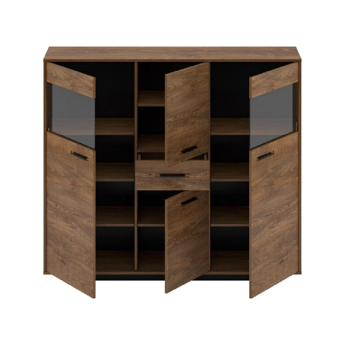 Comoda DELIS, stejar bolzano/negru, 158x40x140 cm