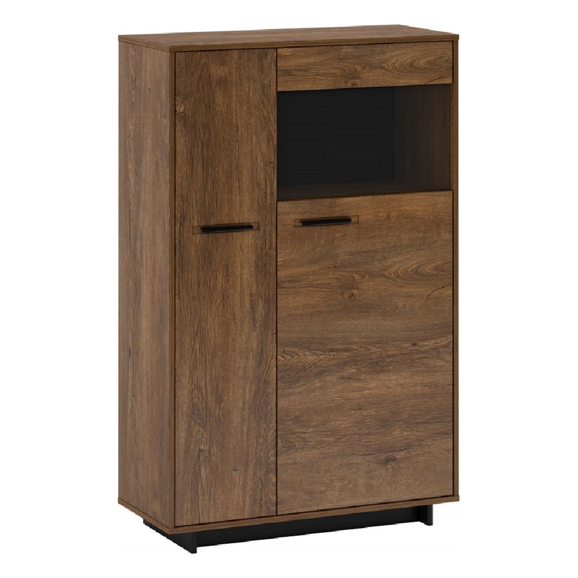 Comoda DELIS, stejar bolzano/negru, dreapta, 89x38x180 cm