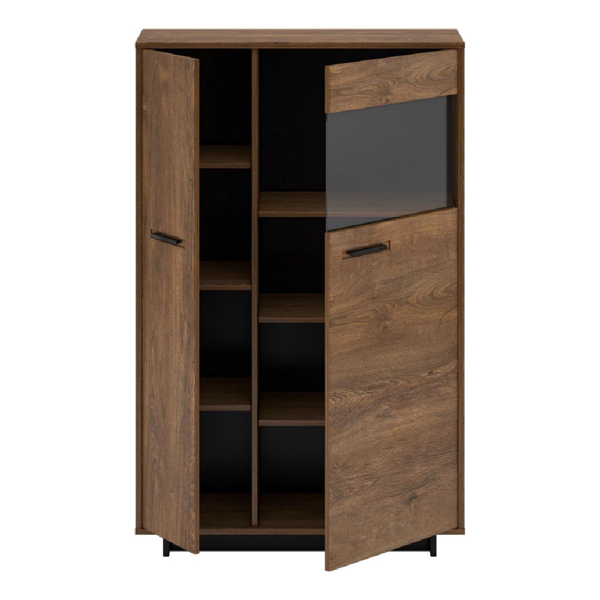 Comoda DELIS, stejar bolzano/negru, dreapta, 89x38x180 cm