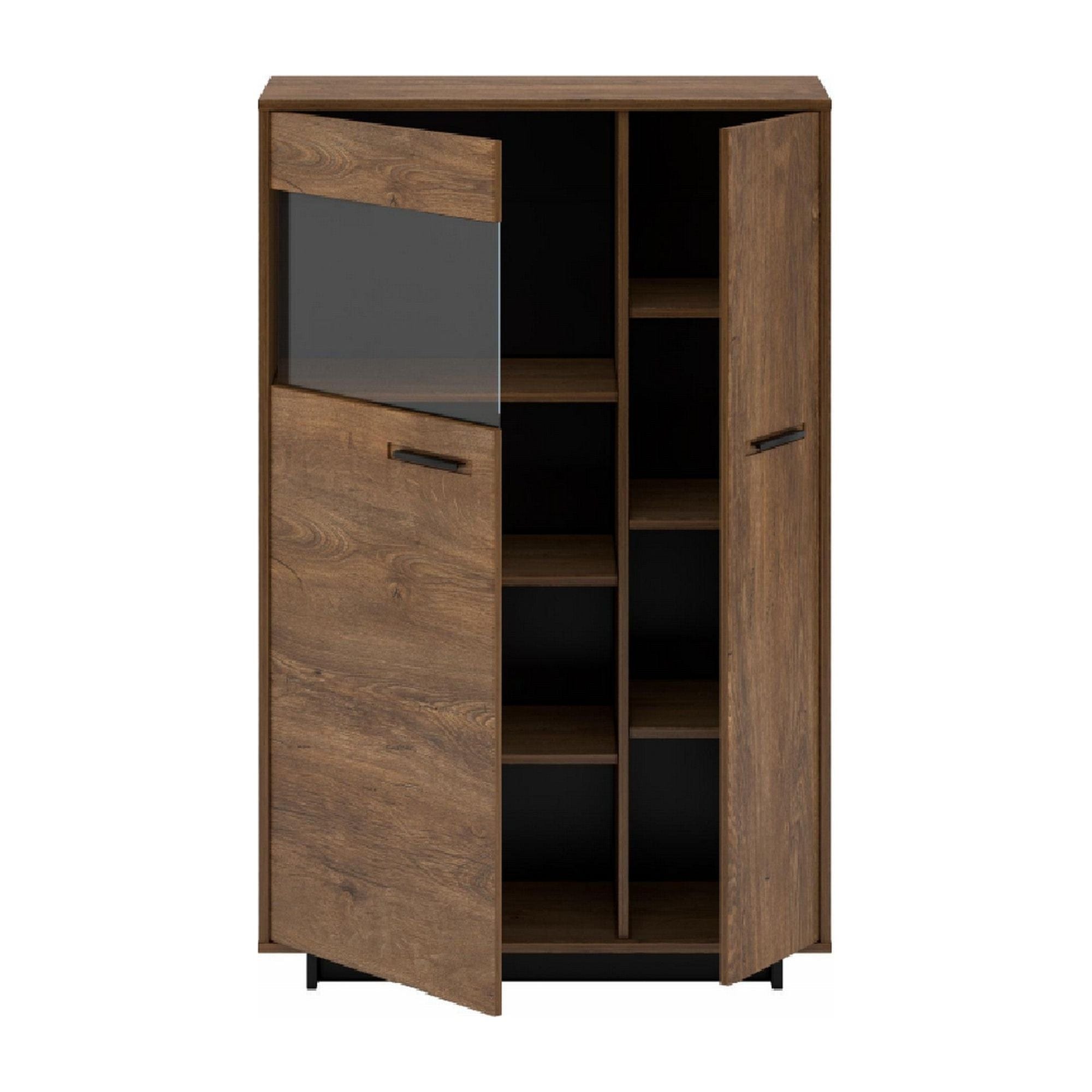 Comoda DELIS, stejar bolzano/negru, stanga, 89x38x180 cm