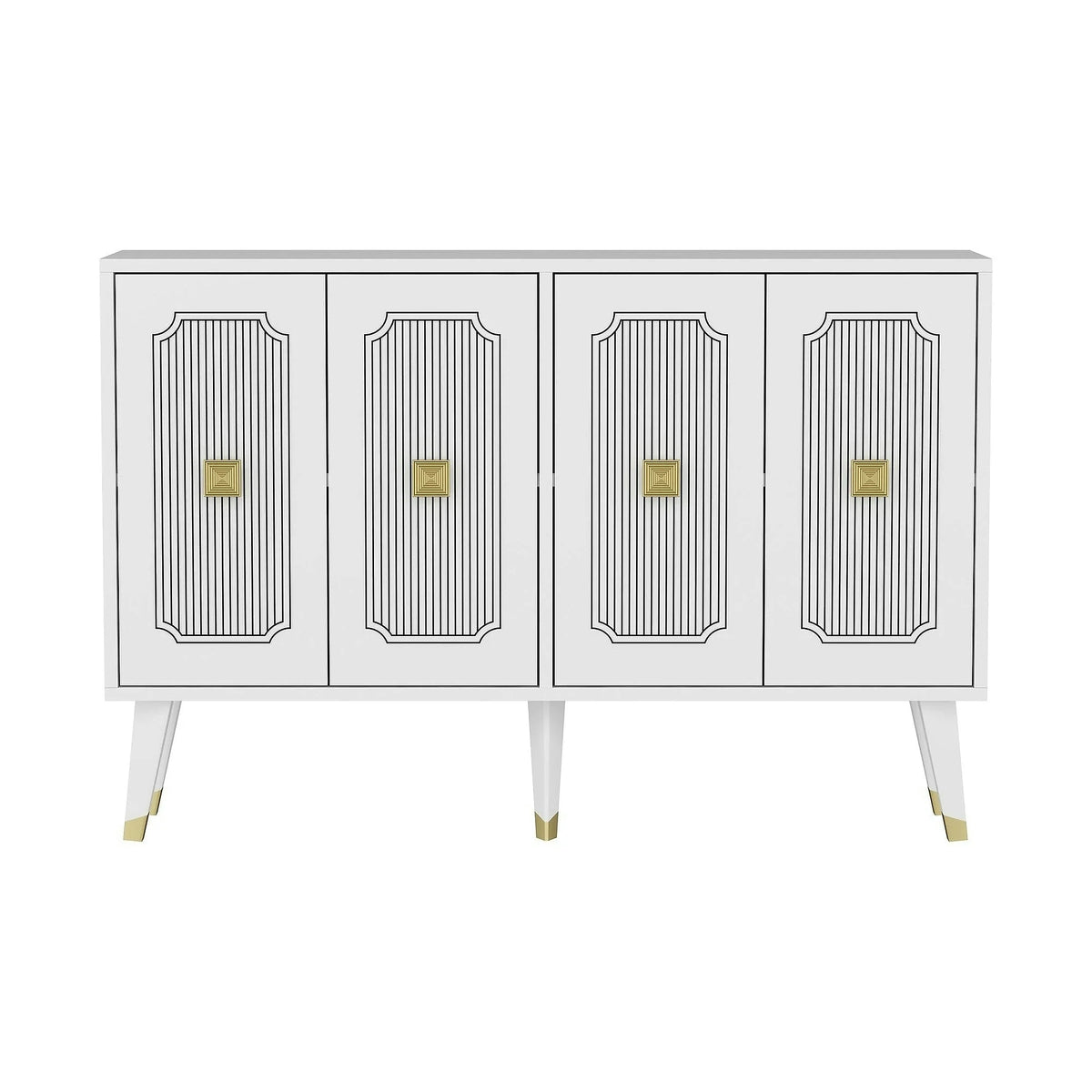 Comoda DERASI, alb/auriu, PAL melaminat, 120x30x80 cm