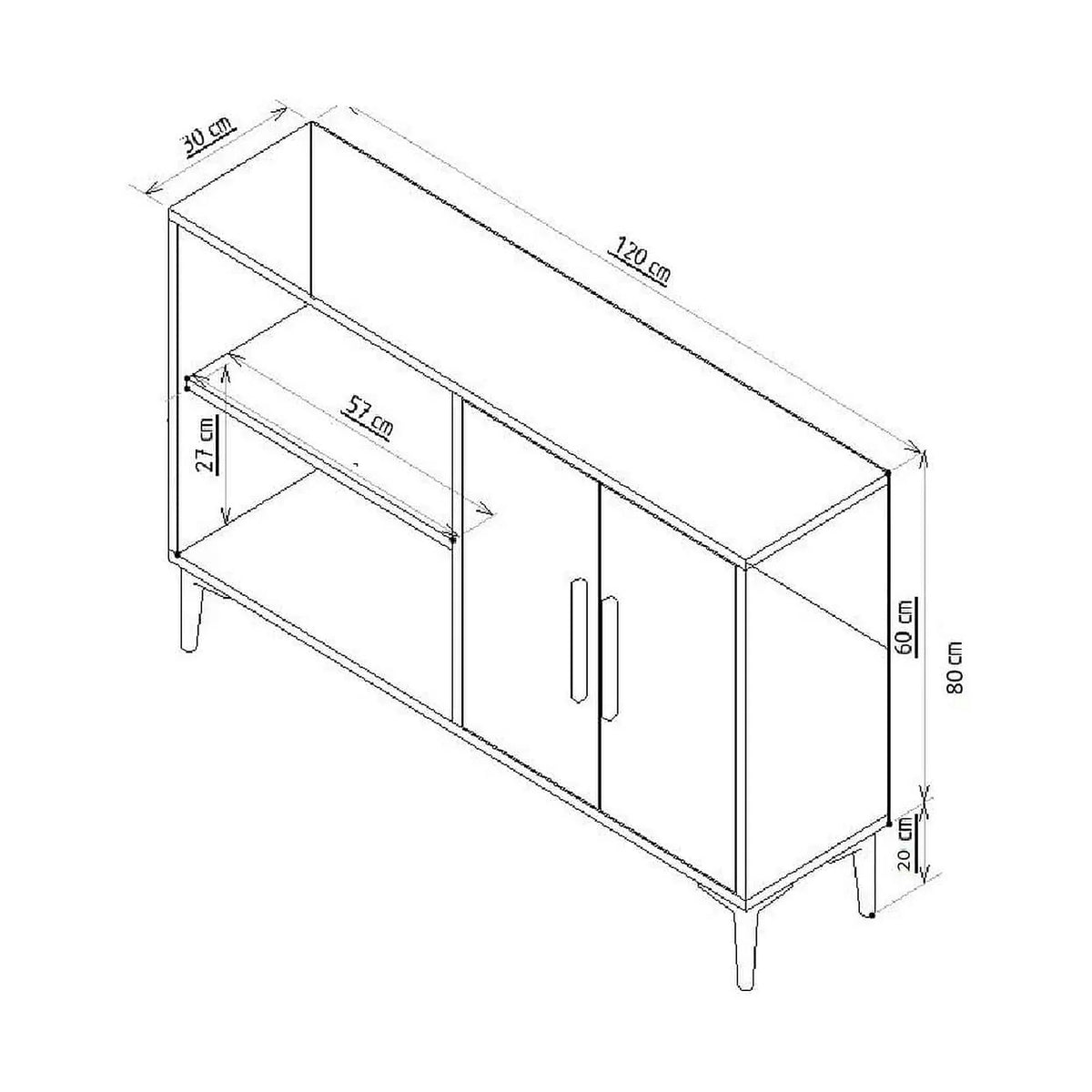 Comoda DESARI, stejar/auriu/negru, PAL melaminat, 120x30x80 cm