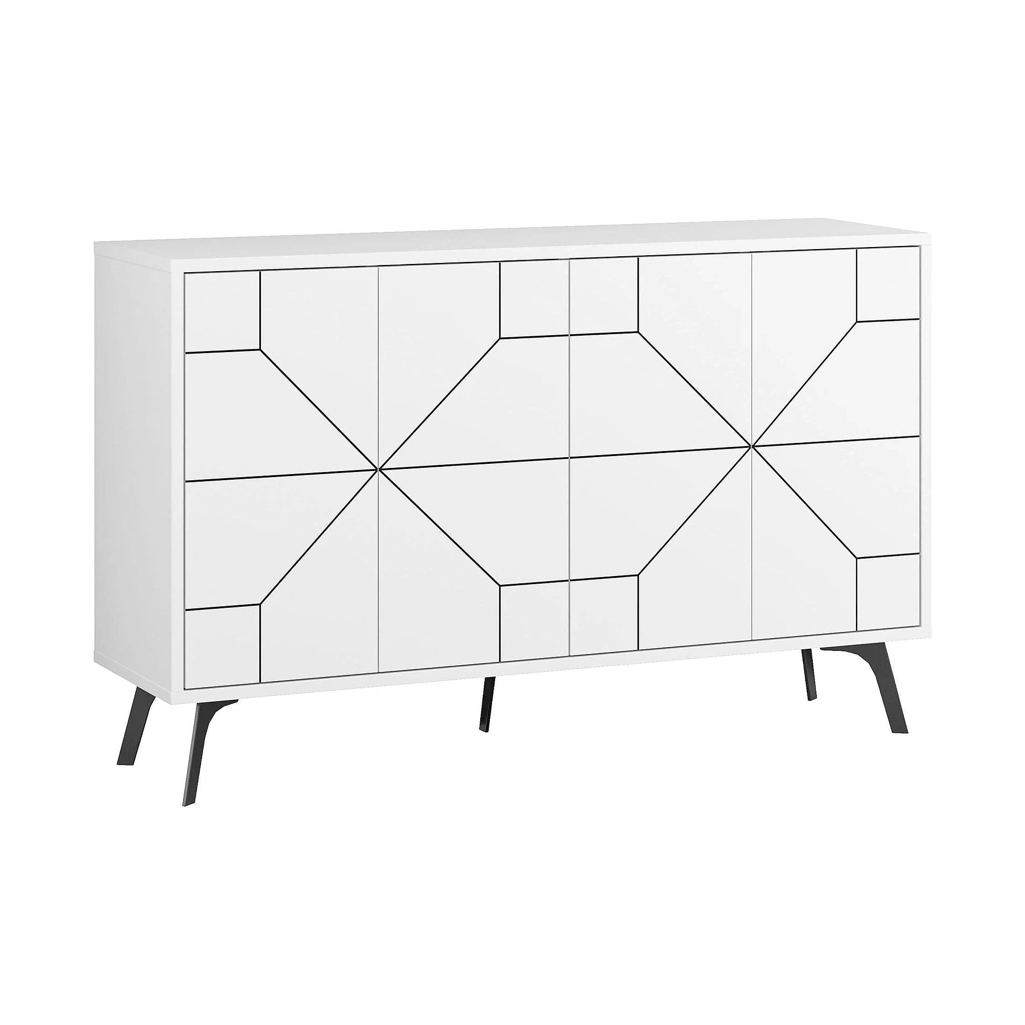 Comoda DUNE, alb/negru, PAL melaminat, 123x35x77 cm