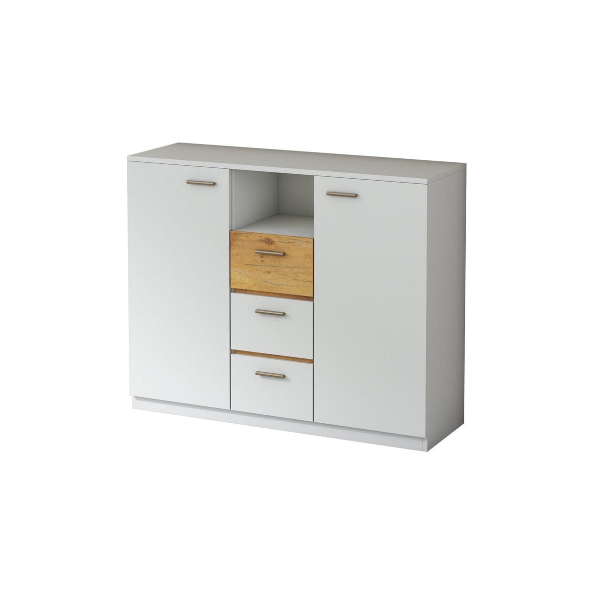 Comoda EFFECT, alb andersen/stejar lancelot, PAL, 130x42x105 cm