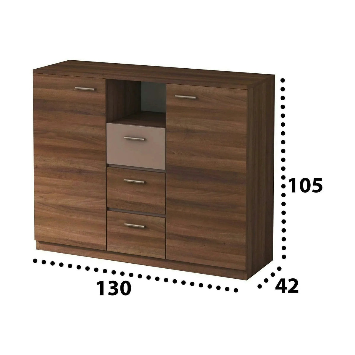 Comoda EFFECT, stejar columbia/gri, PAL, 130x42x105 cm