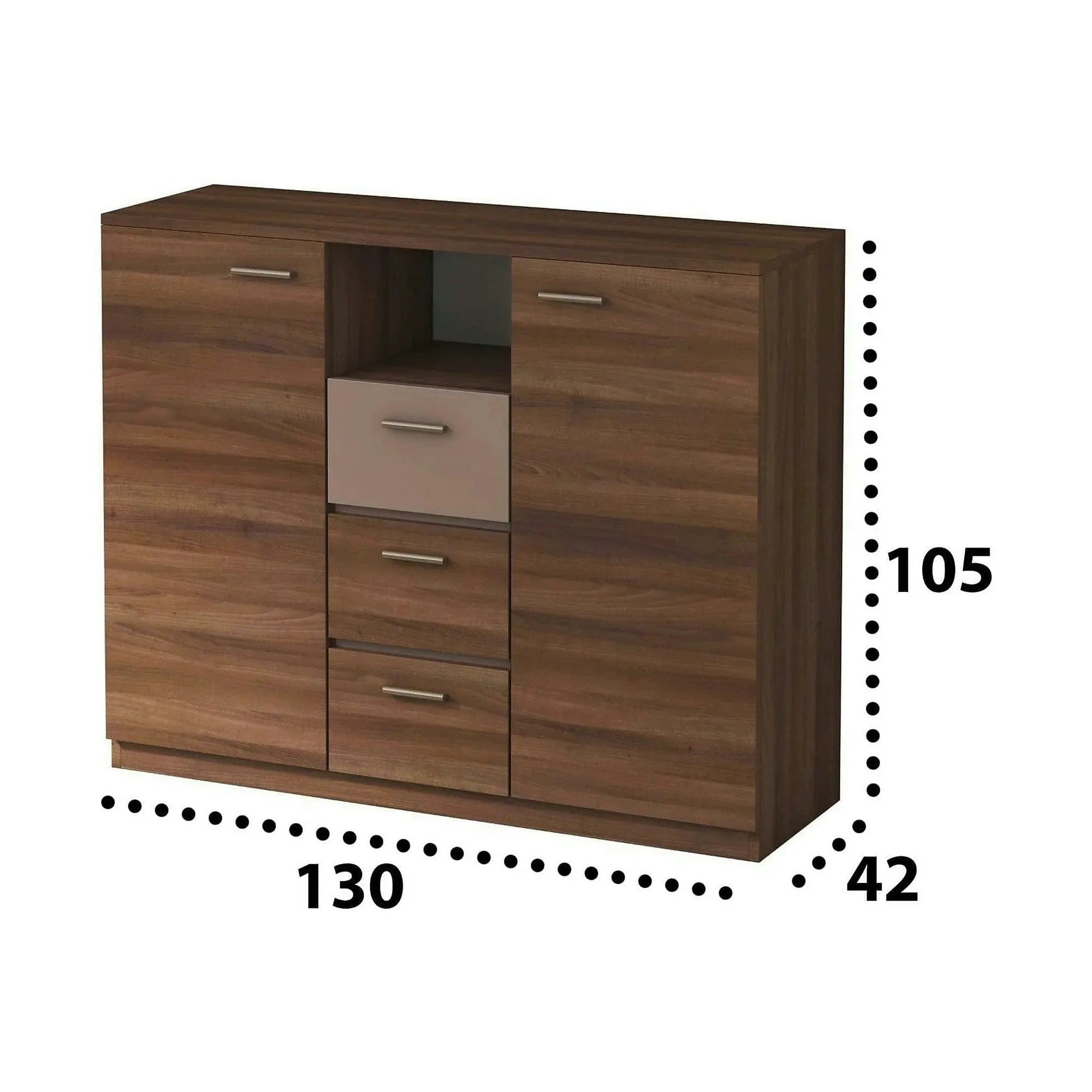 Comoda EFFECT, stejar columbia/gri, PAL, 130x42x105 cm