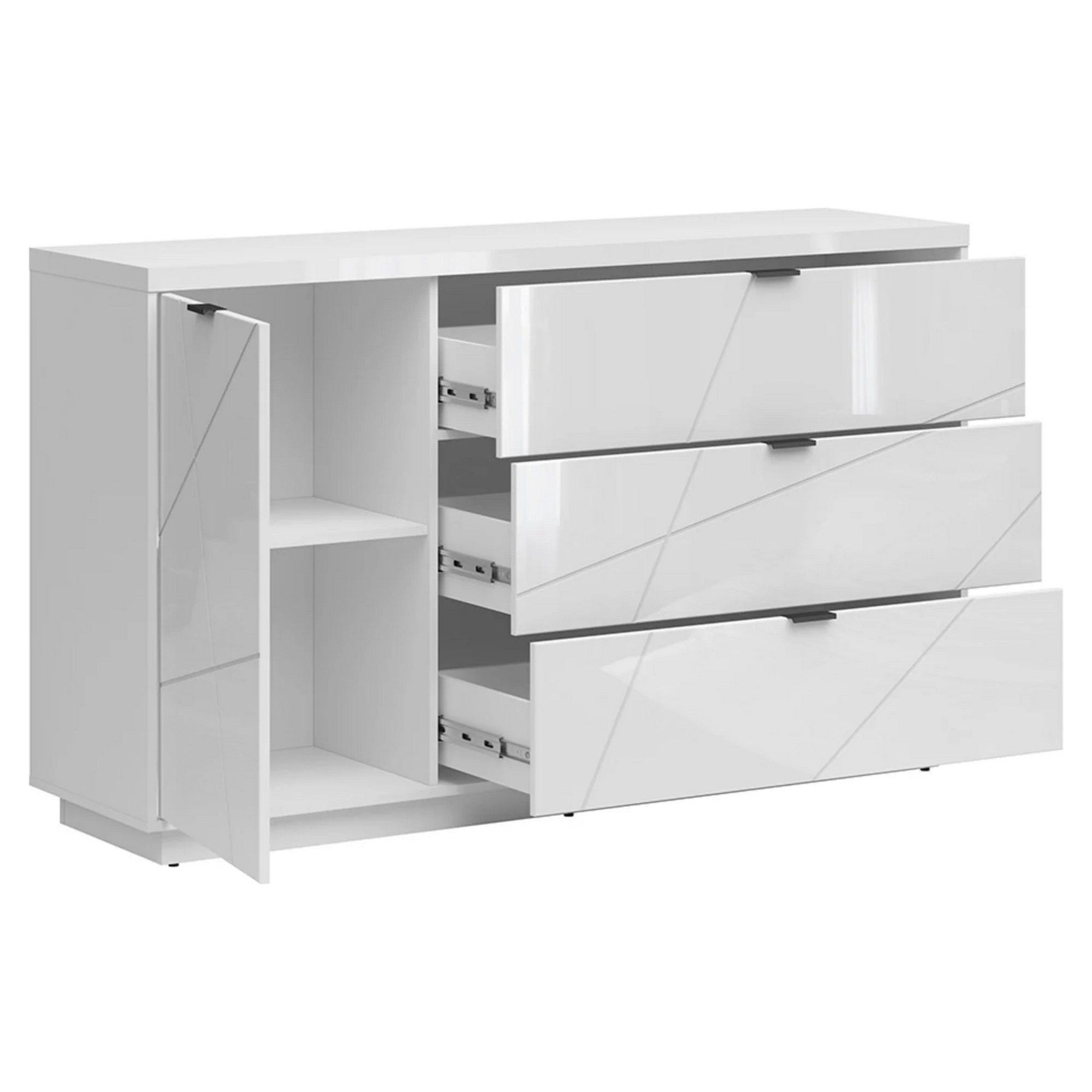 Comoda FORN, alb lucios, PAL, 156x42.5x93 cm