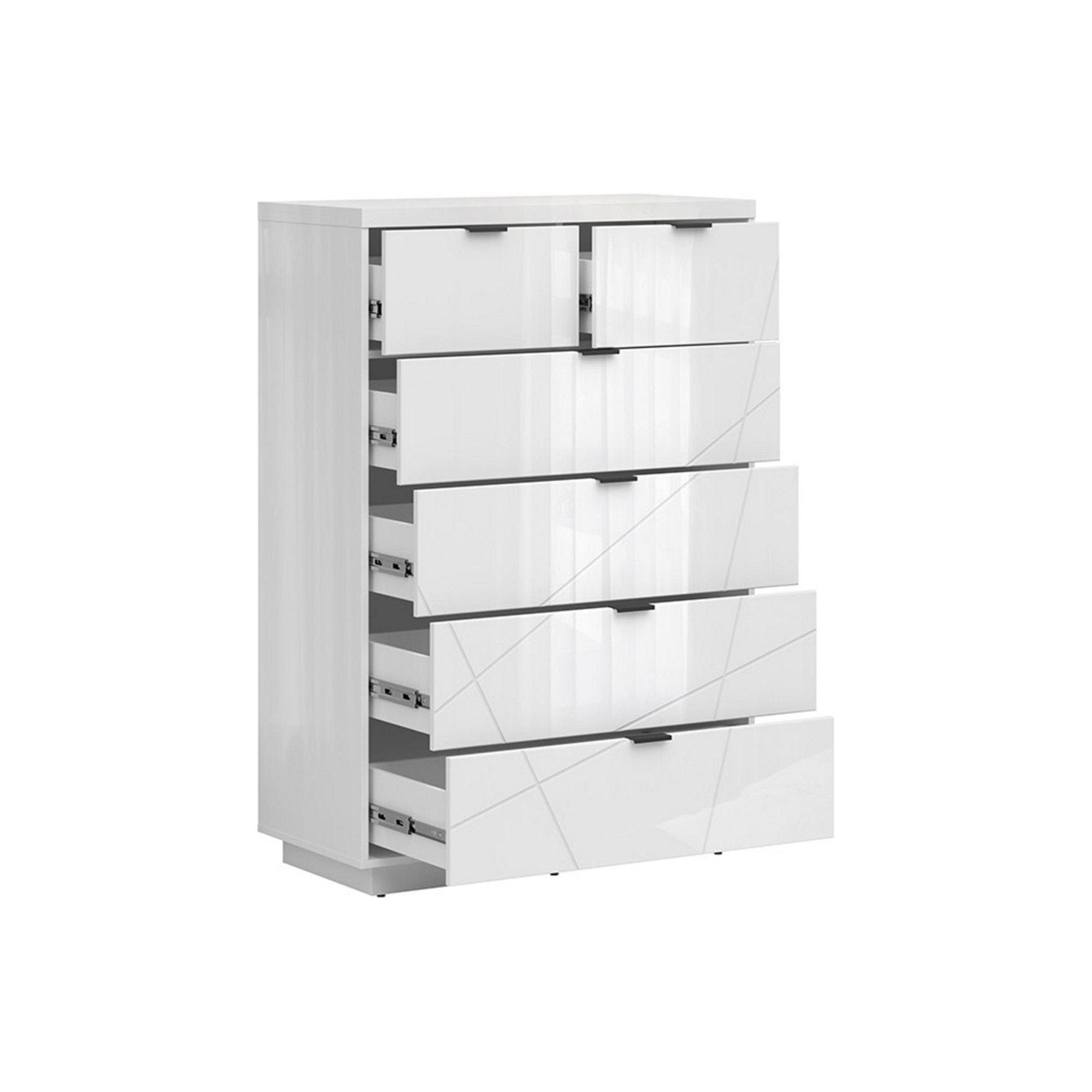 Comoda FORN, alb lucios, PAL melaminat, 90x43x131 cm