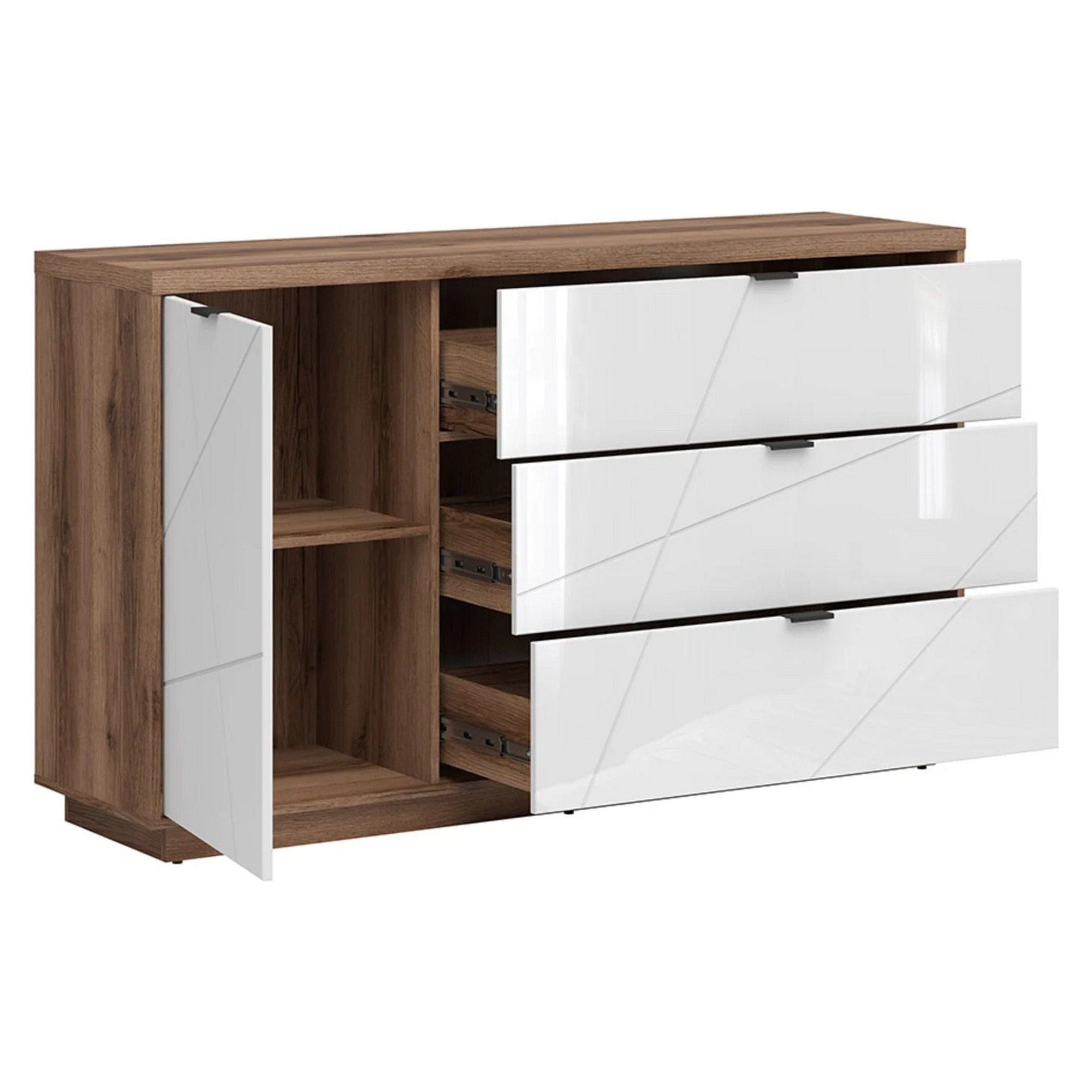 Comoda FORN, nuc/alb lucios, PAL, 156x42.5x93 cm