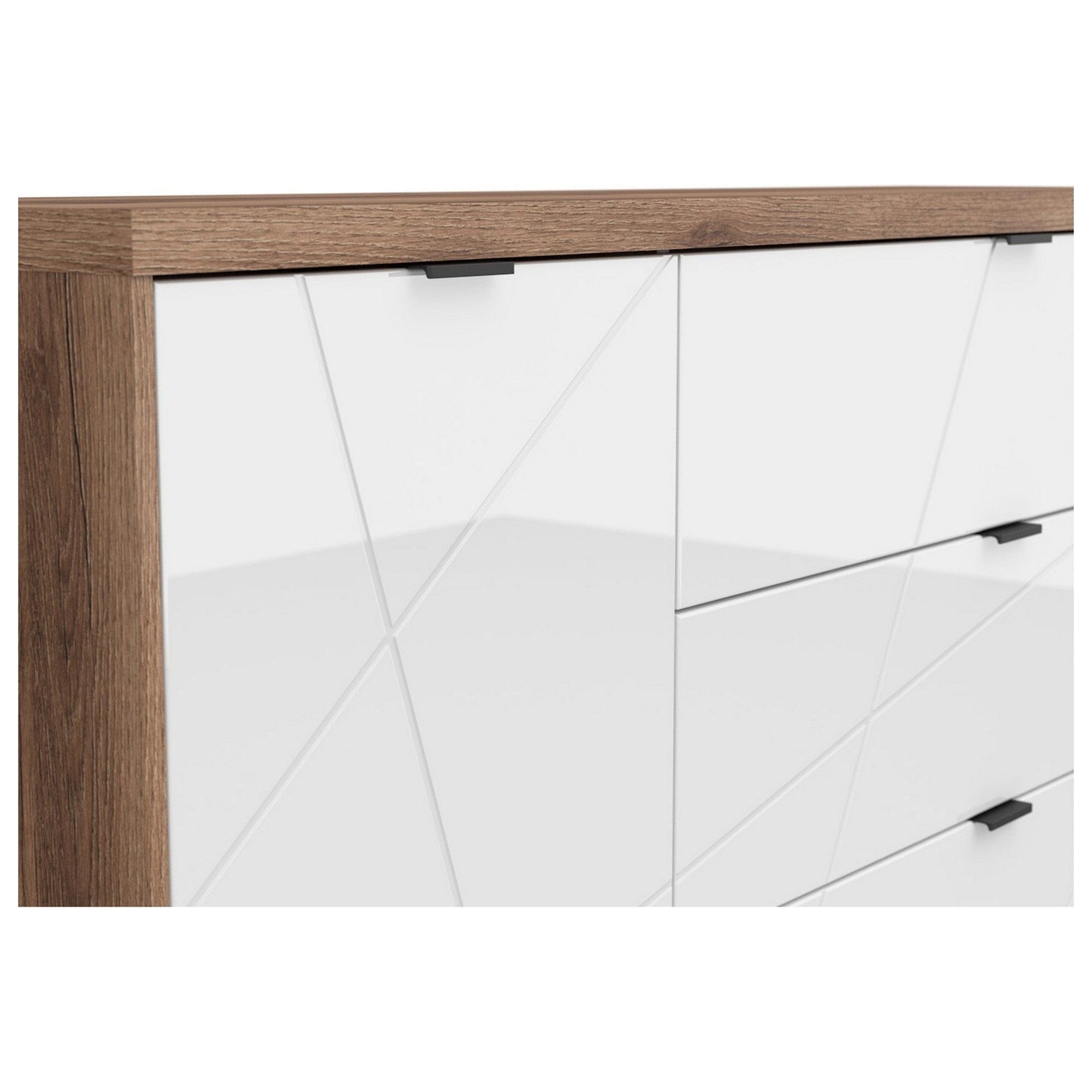 Comoda FORN, nuc/alb lucios, PAL, 156x42.5x93 cm