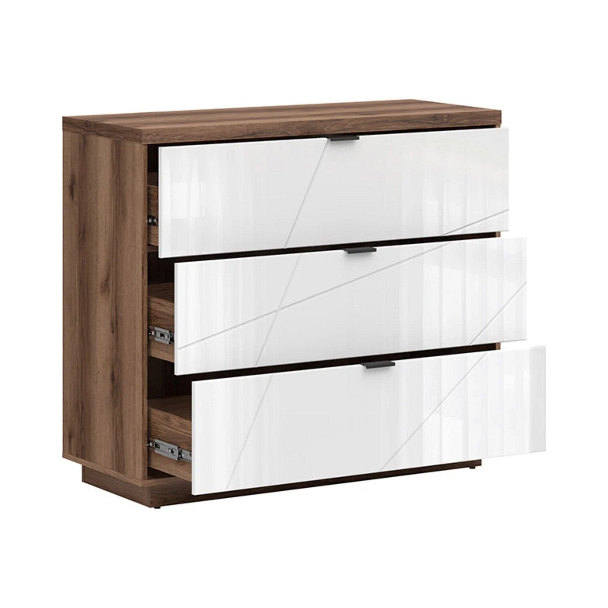 Comoda FORN, nuc/alb lucios, PAL melaminat, 106x43x93 cm