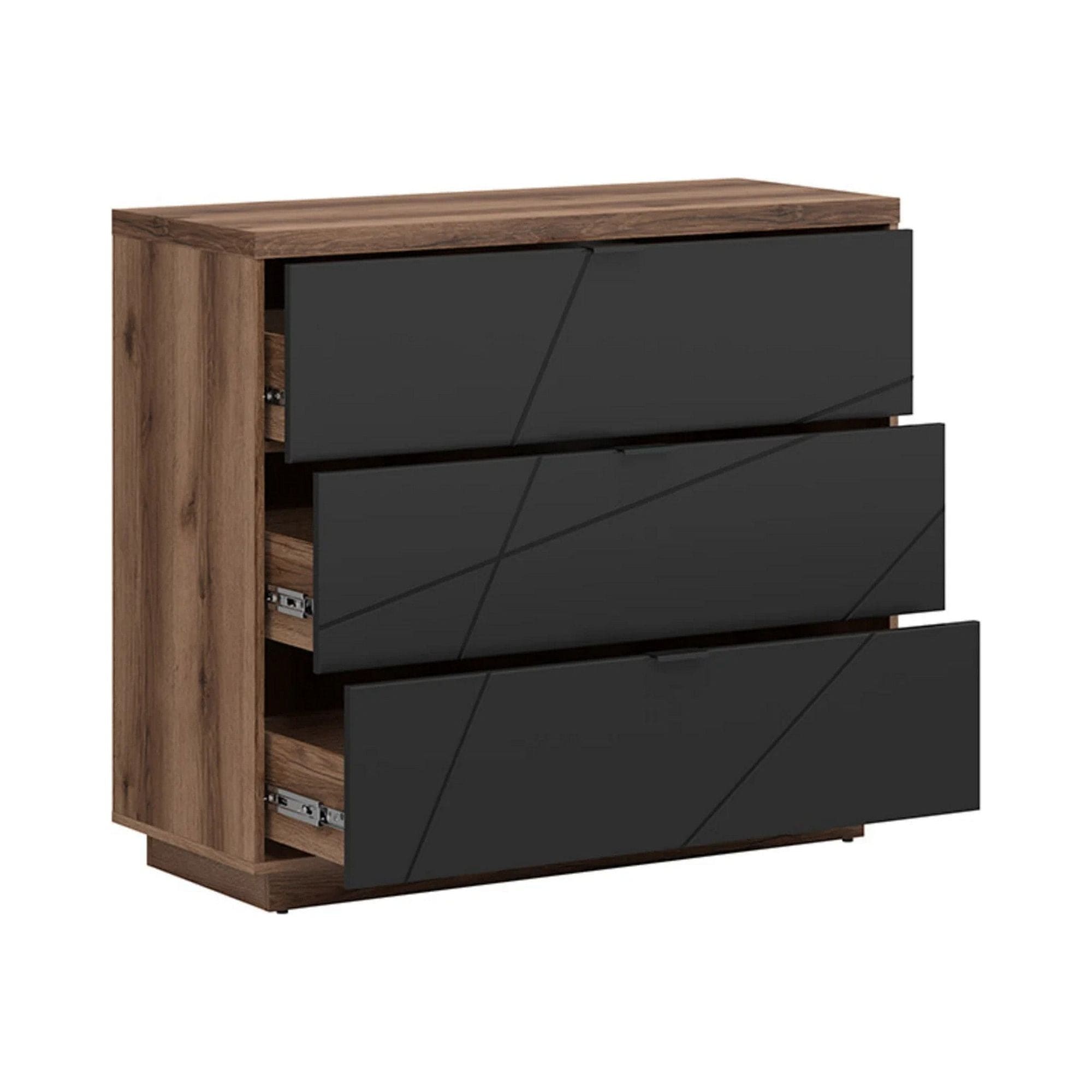 Comoda FORN, nuc/negru mat, PAL melaminat, 106x43x93 cm